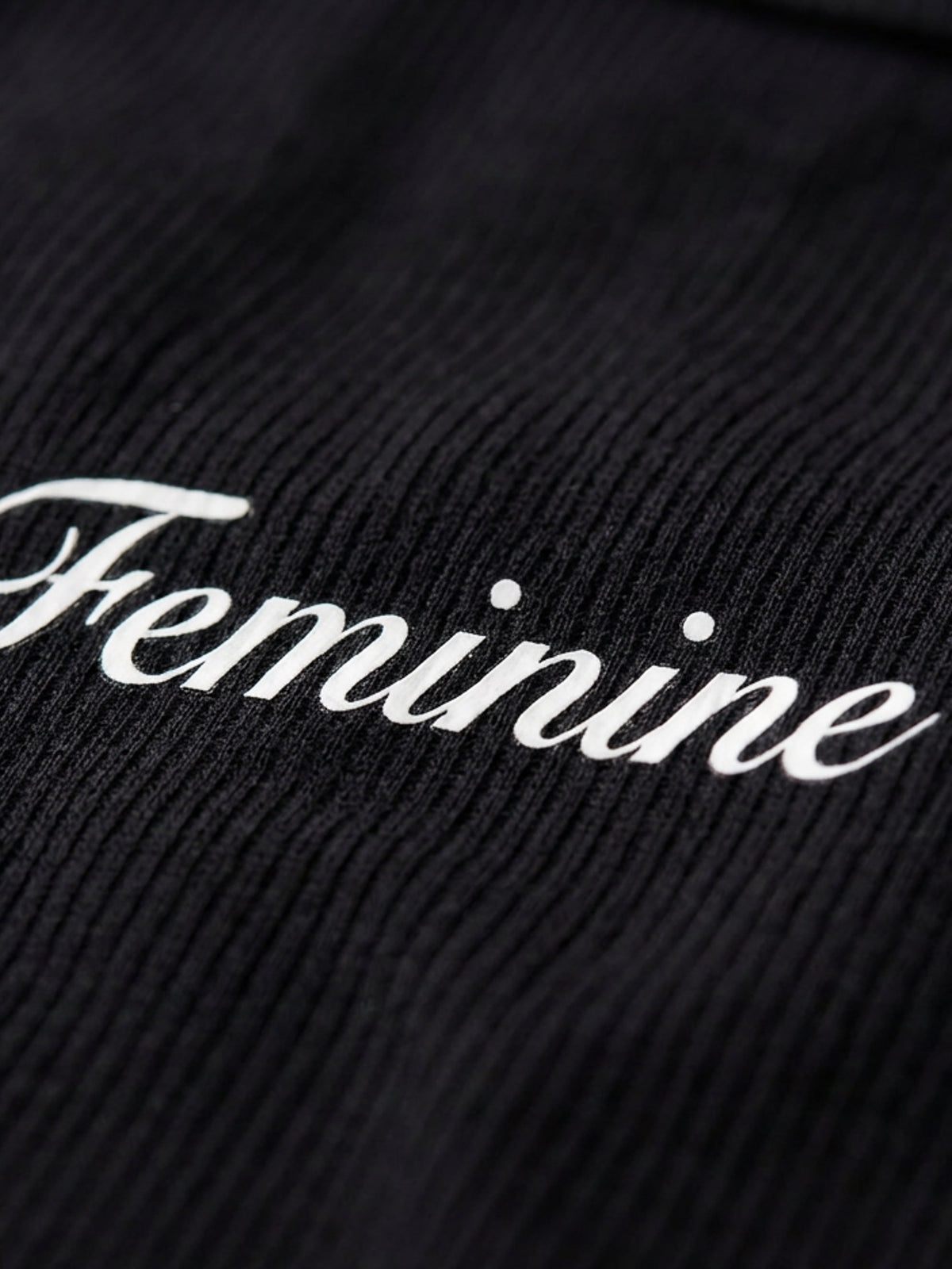 Dark Feminine Energy Tank in black, print detail