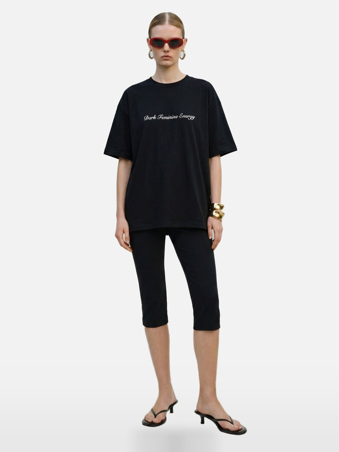 Dark Feminine Energy Tee in black, women's cut