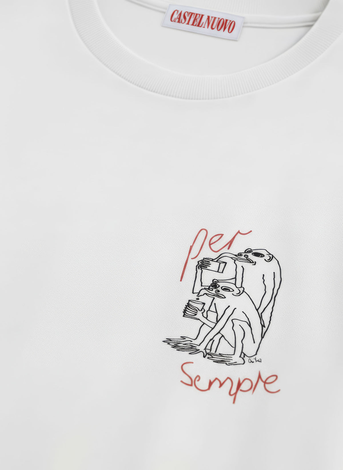 Per Sempre Tee in white, print detail