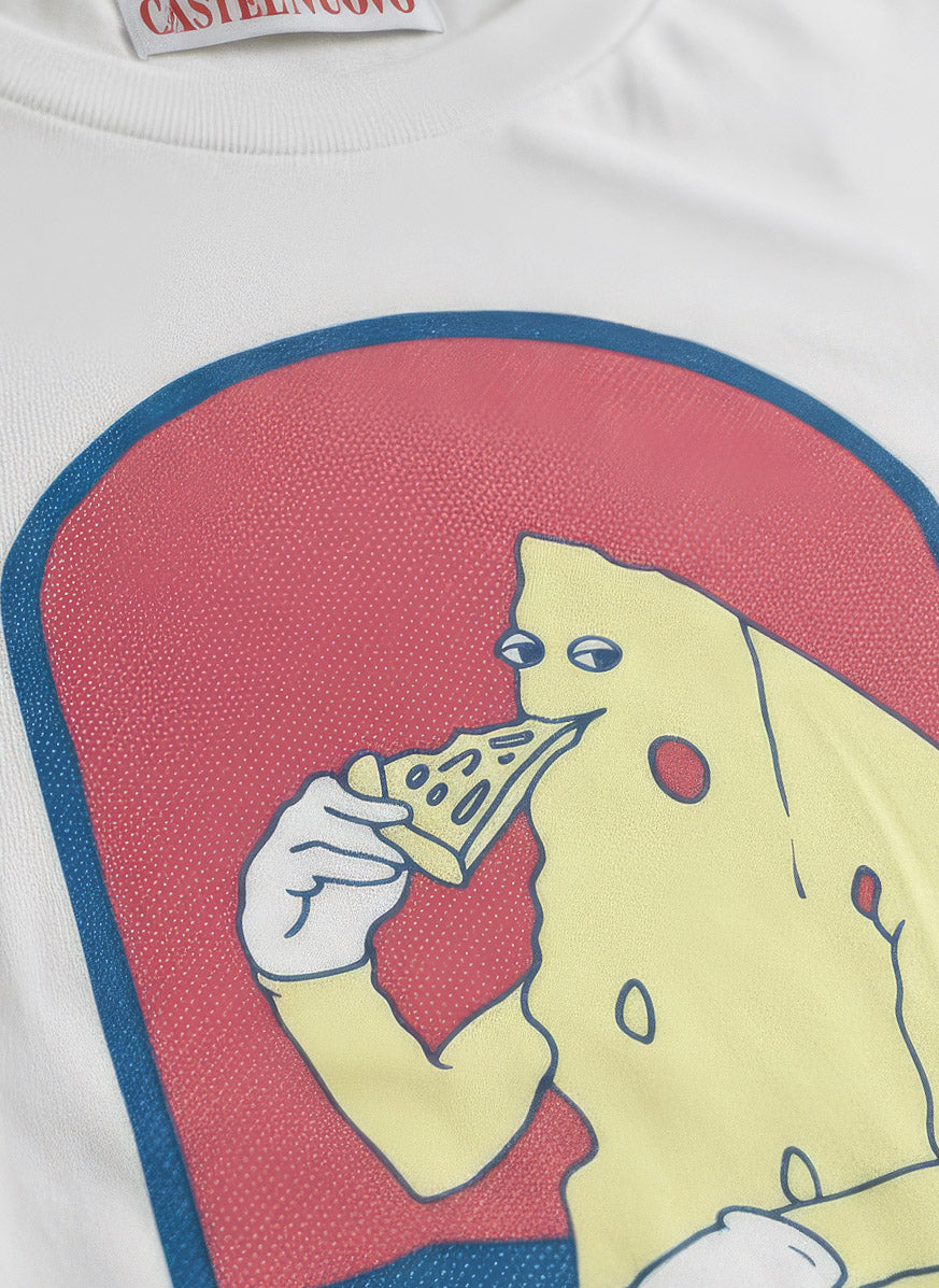 Pecorino Parmigiano Longsleeve in white, print detail