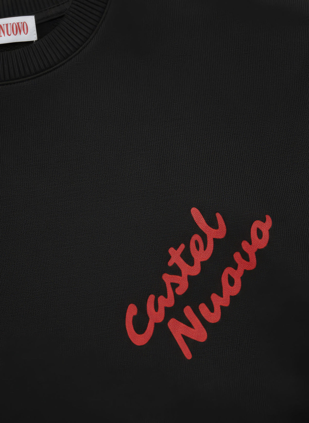 Scarlet Script Crewneck in black, print detail