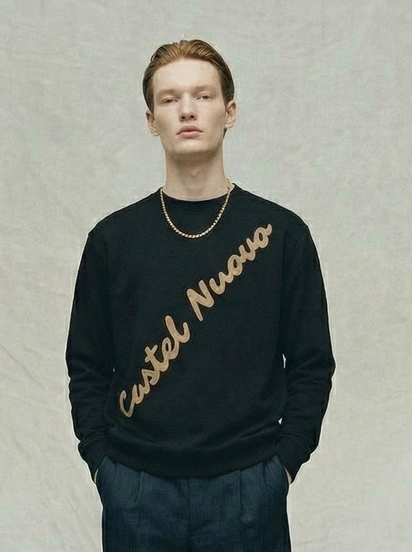 Diagonal Script Crewneck