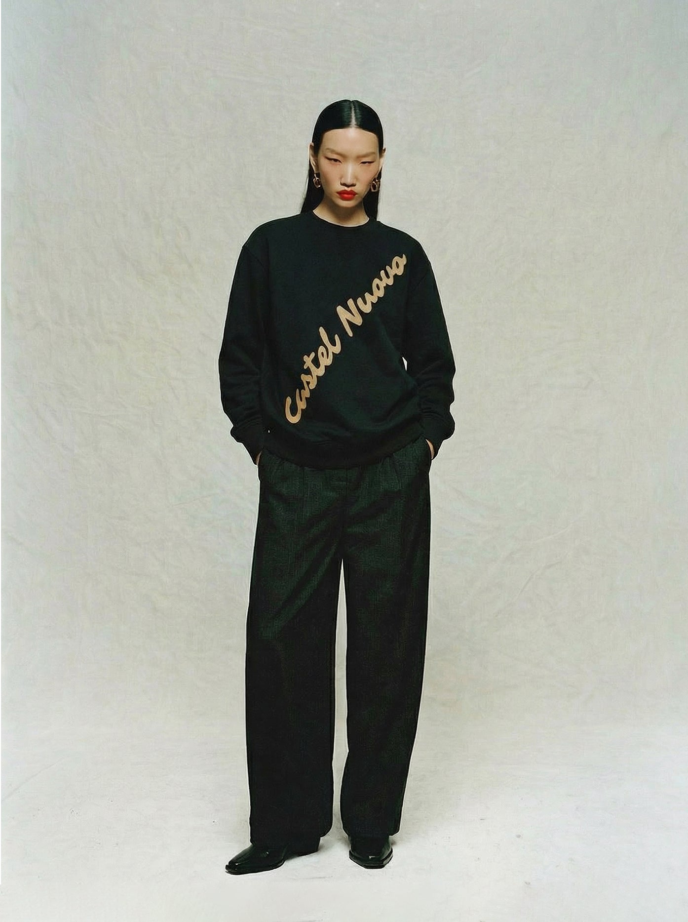 Diagonal Script Crewneck