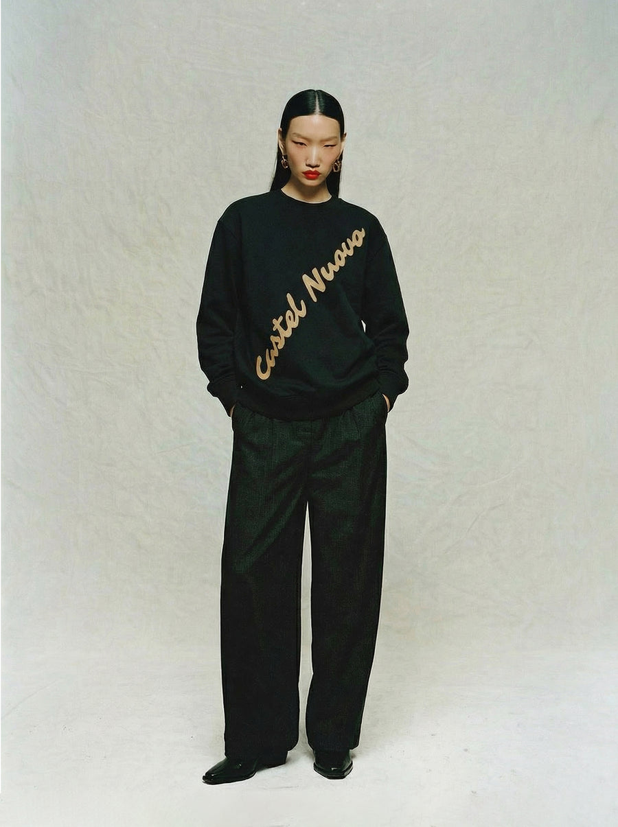 Diagonal Script Crewneck