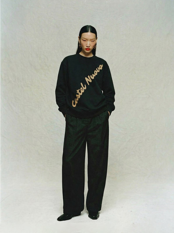 Diagonal Script Crewneck