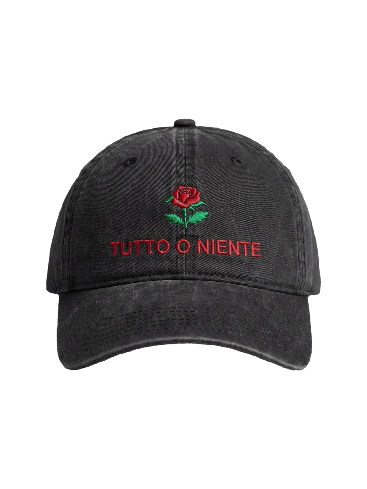 All Or Nothing Cap in faded black, flat lay