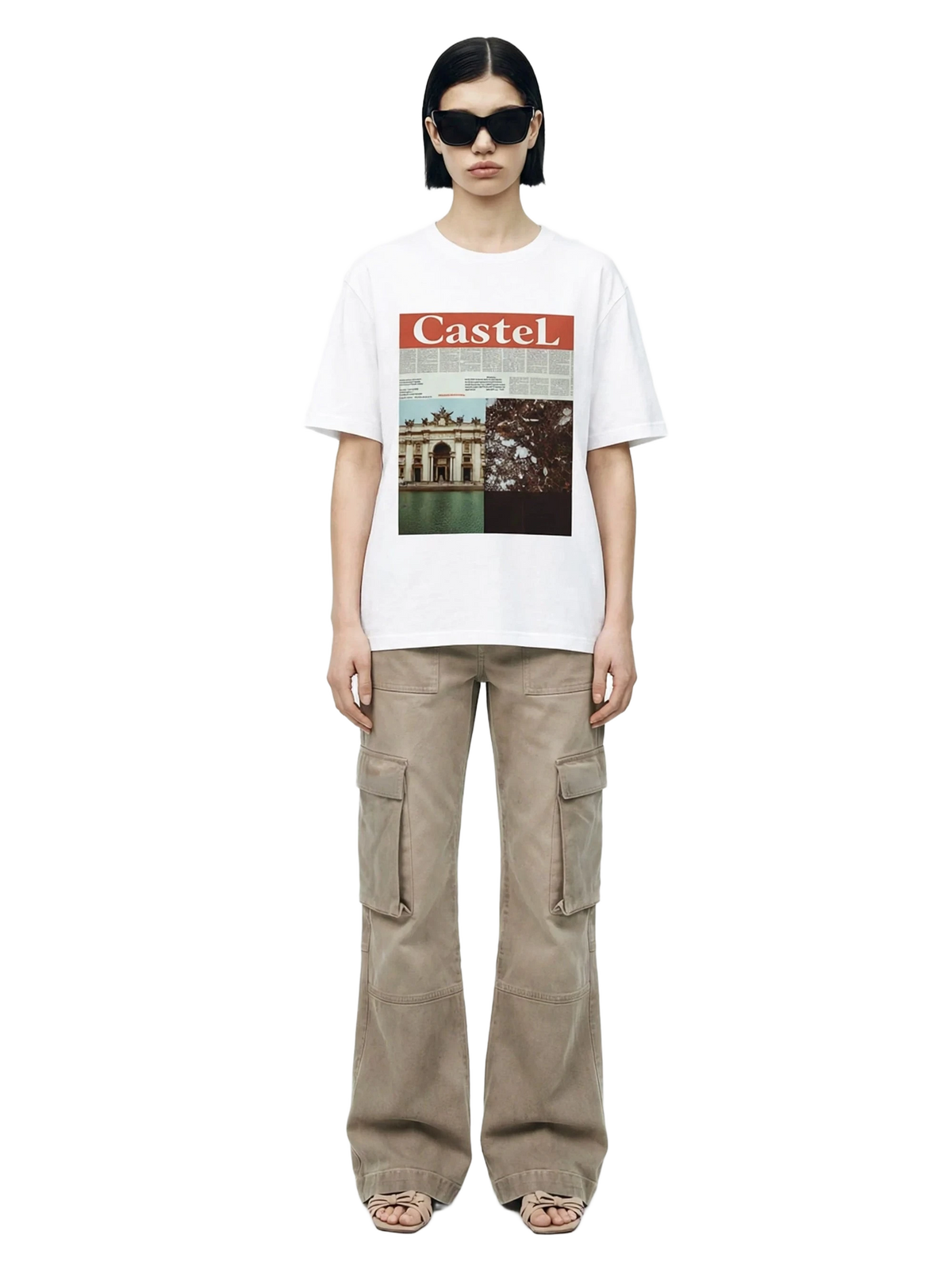 Ars Longa Tee in white, women's cut, flat lay