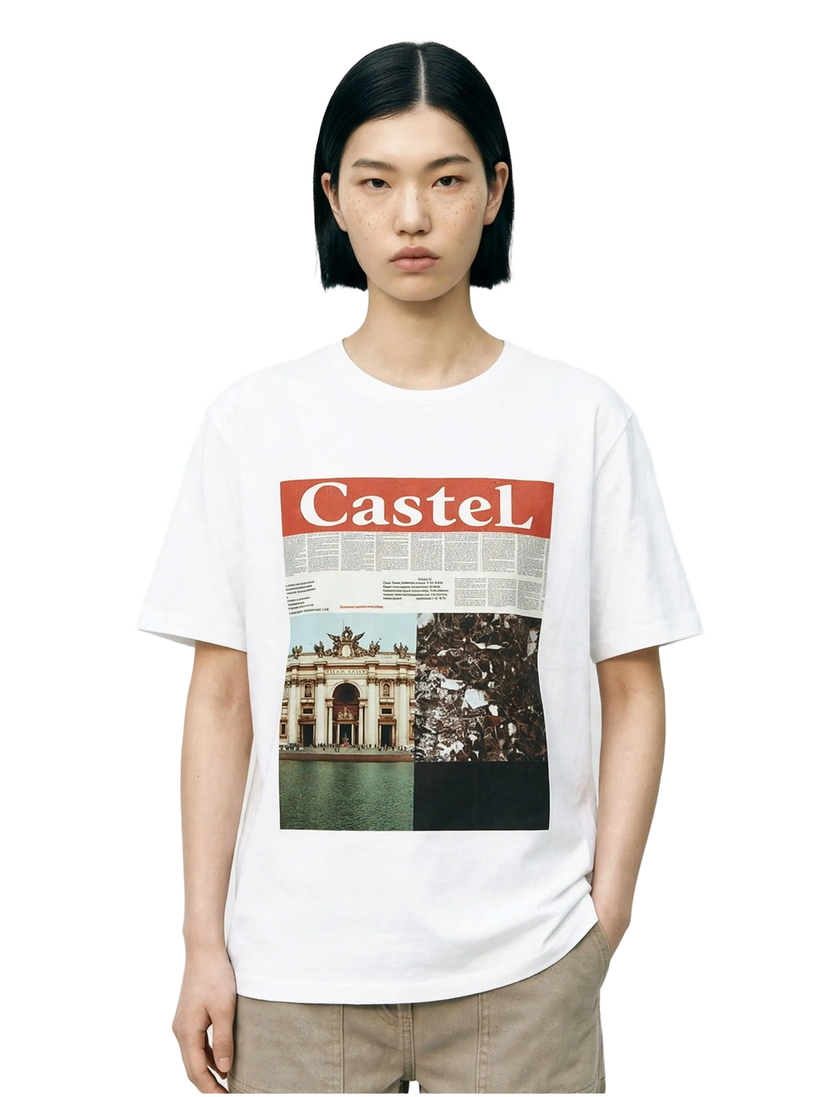 Ars Longa Tee in white, women's cut, flat lay