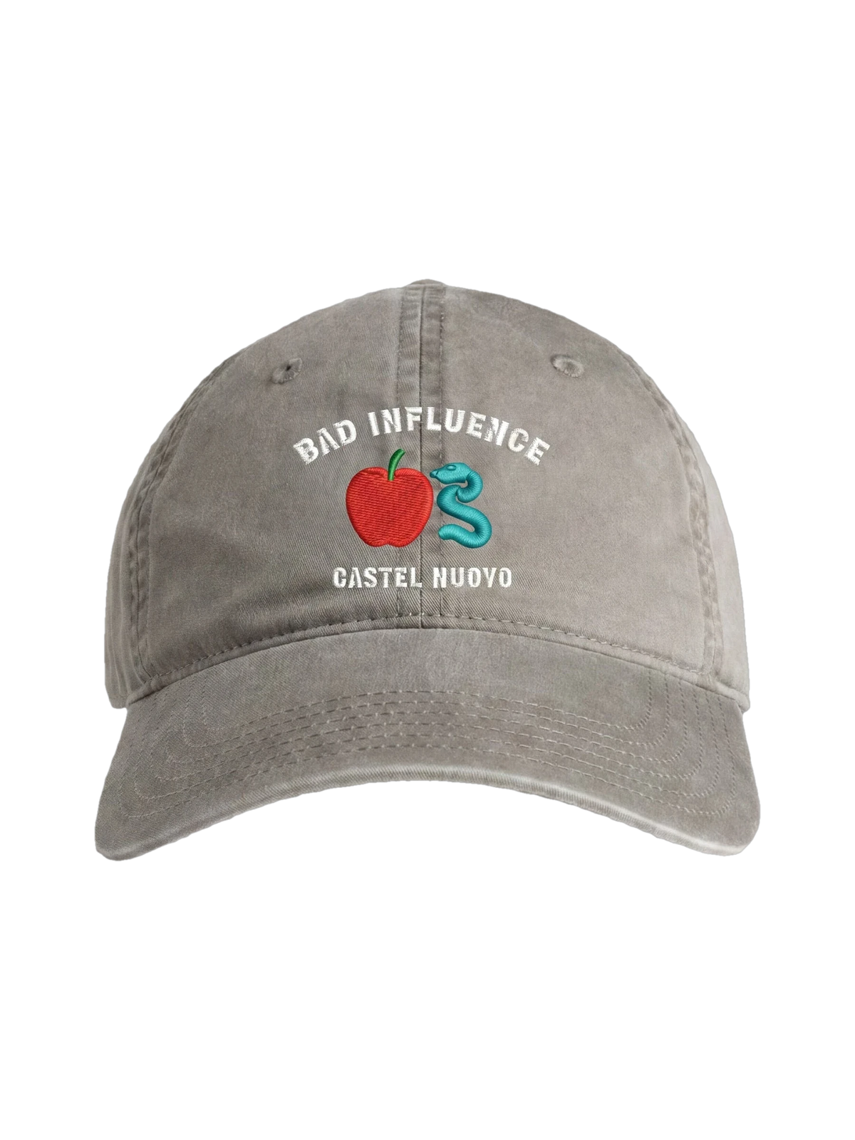 Bad Influence Cap in faded grey, flat lay