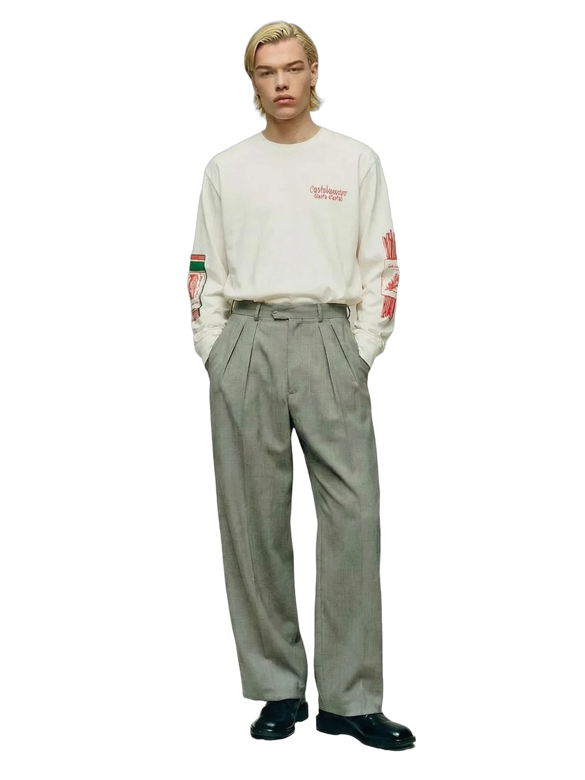 Basta Pasta Longsleeve in white, men's cut