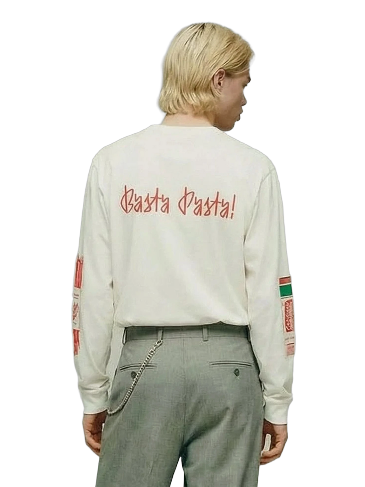 Basta Pasta Longsleeve in white, men's cut