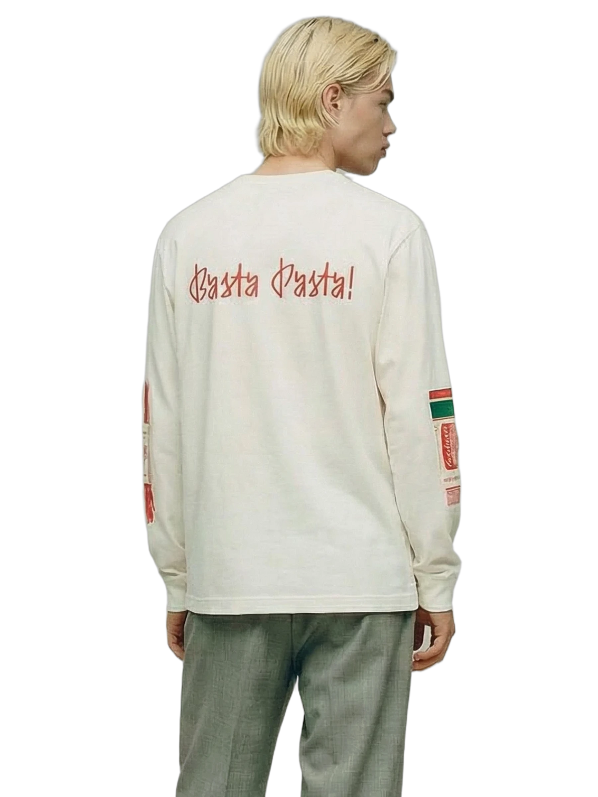 Basta Pasta Longsleeve in white, men's cut