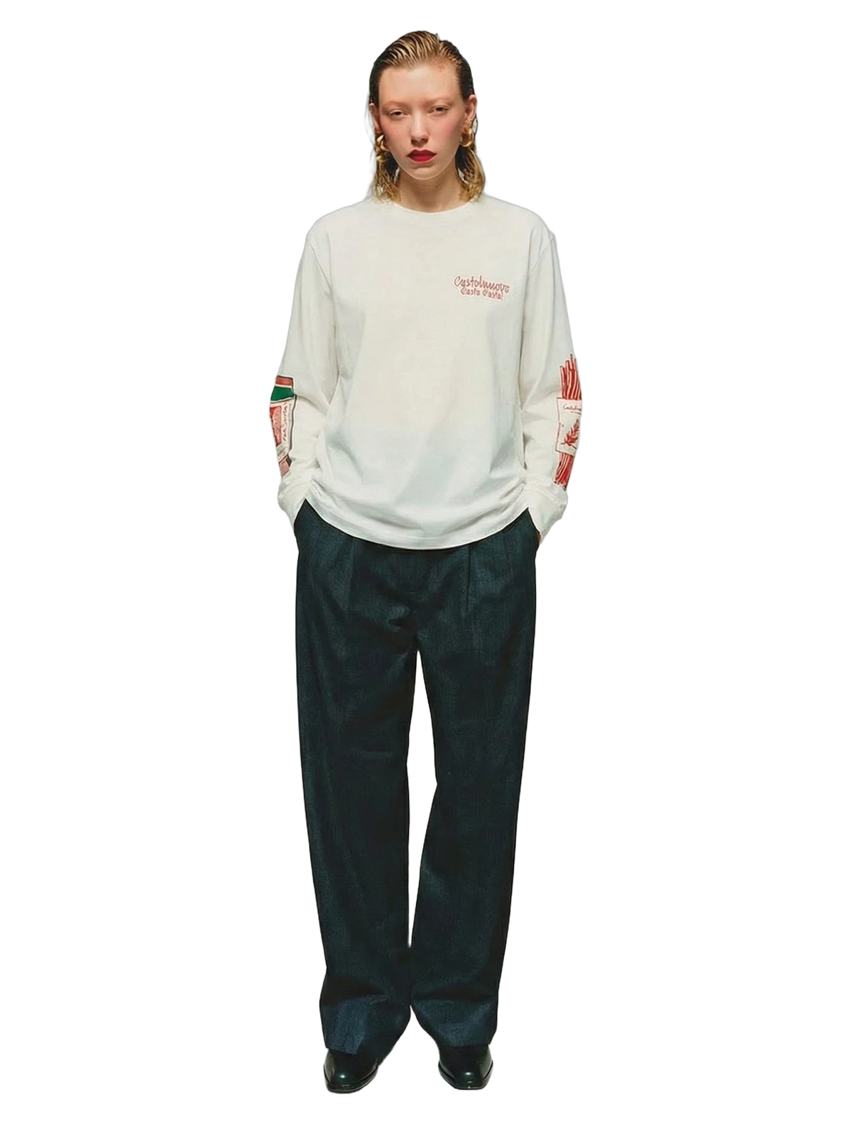 Basta Pasta Longsleeve in white, women's cut