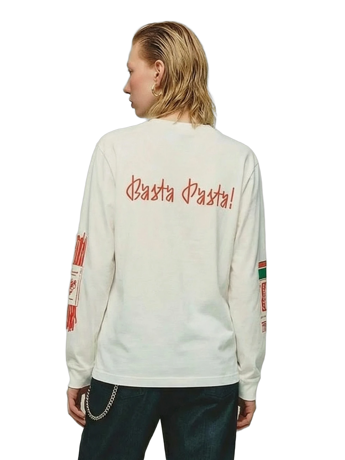 Basta Pasta Longsleeve in white, women's cut