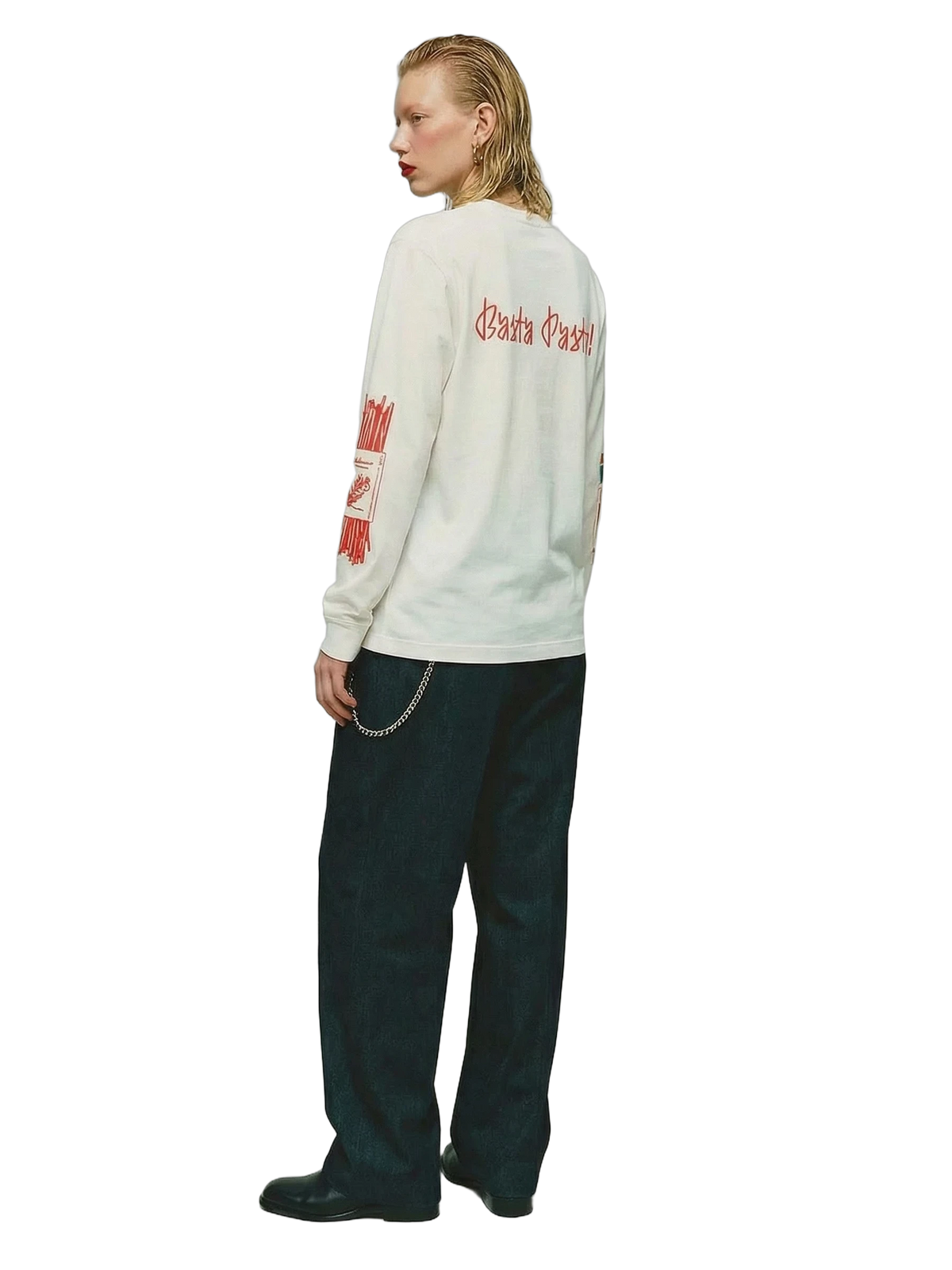 Basta Pasta Longsleeve in white, women's cut