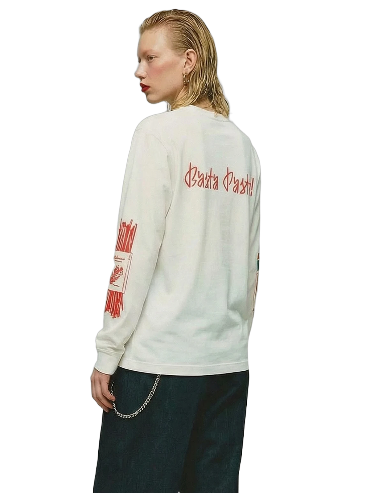 Basta Pasta Longsleeve in white, women's cut