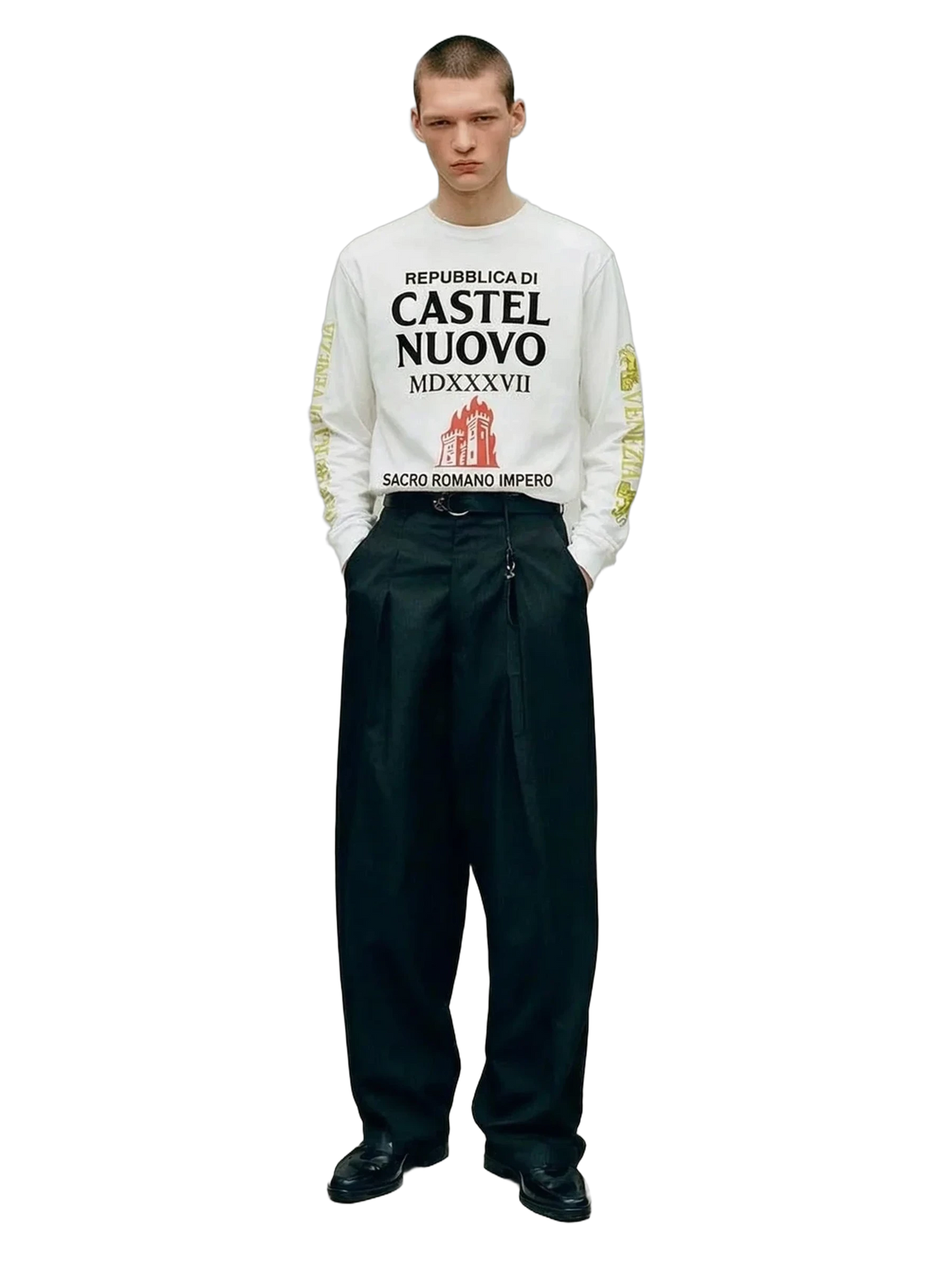 Battle Longsleeve in white, men's cut