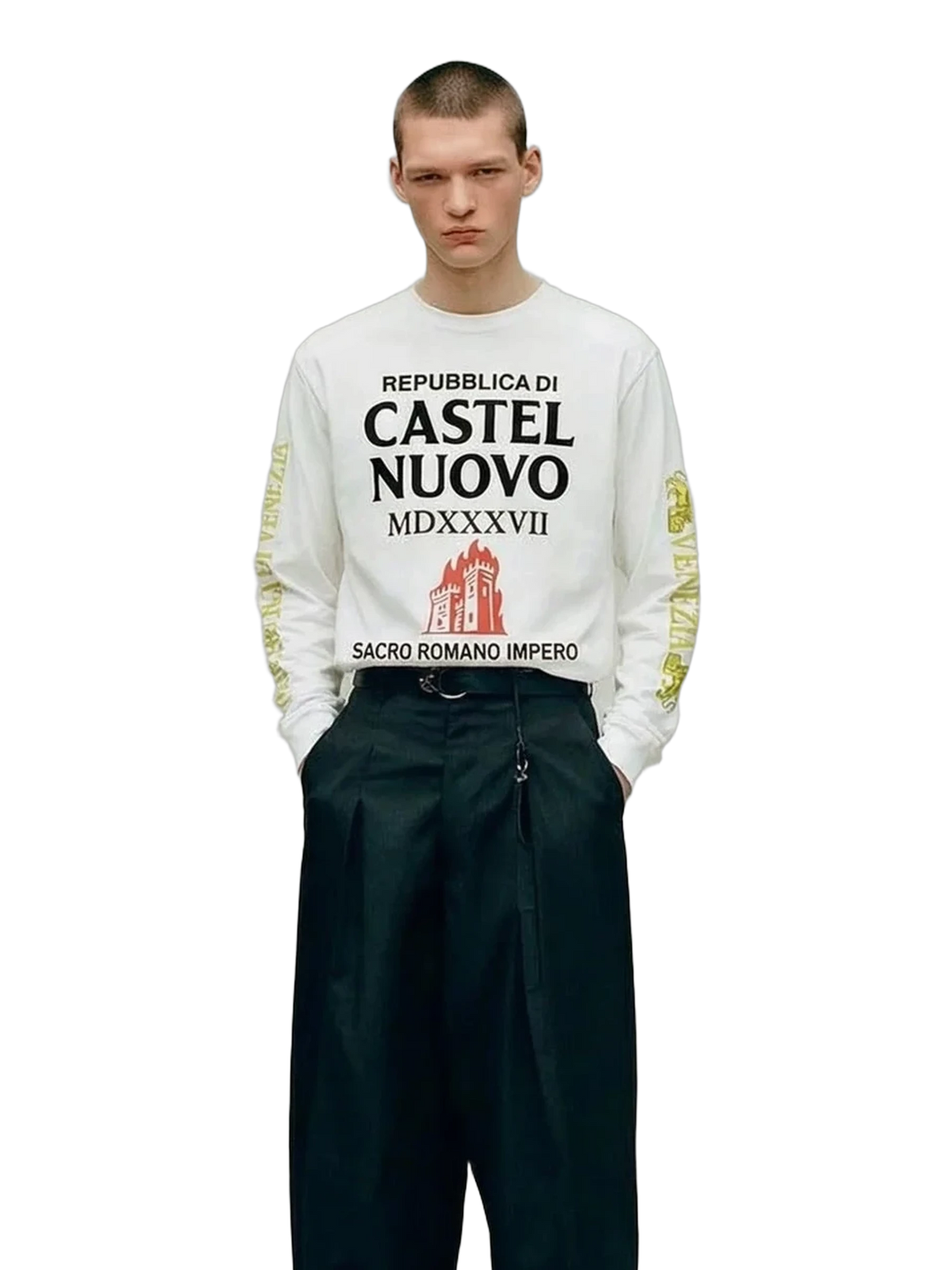 Battle Longsleeve in white, men's cut