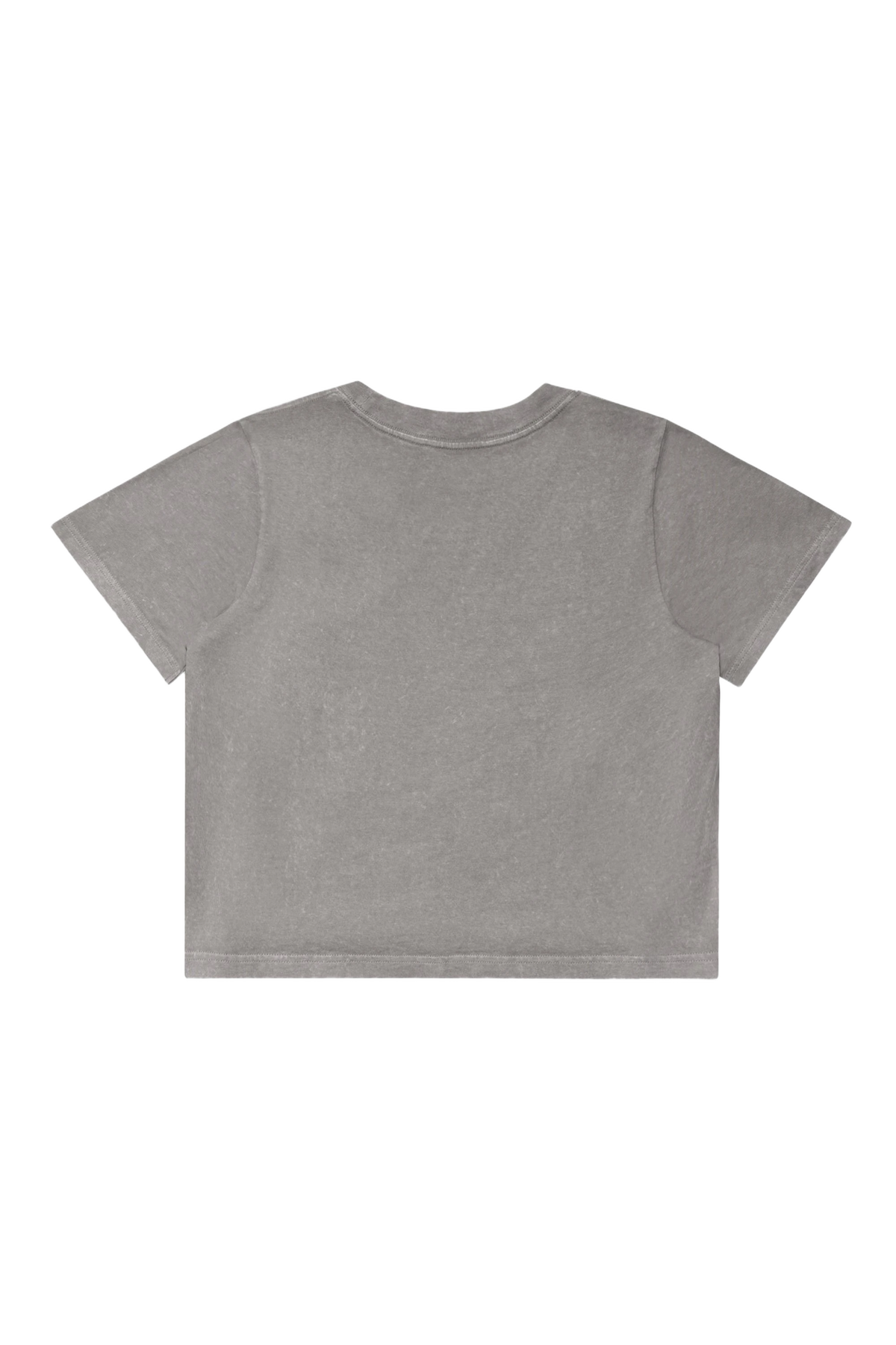 Bestia Crop Tee in grey stone, women's cut, flat lay