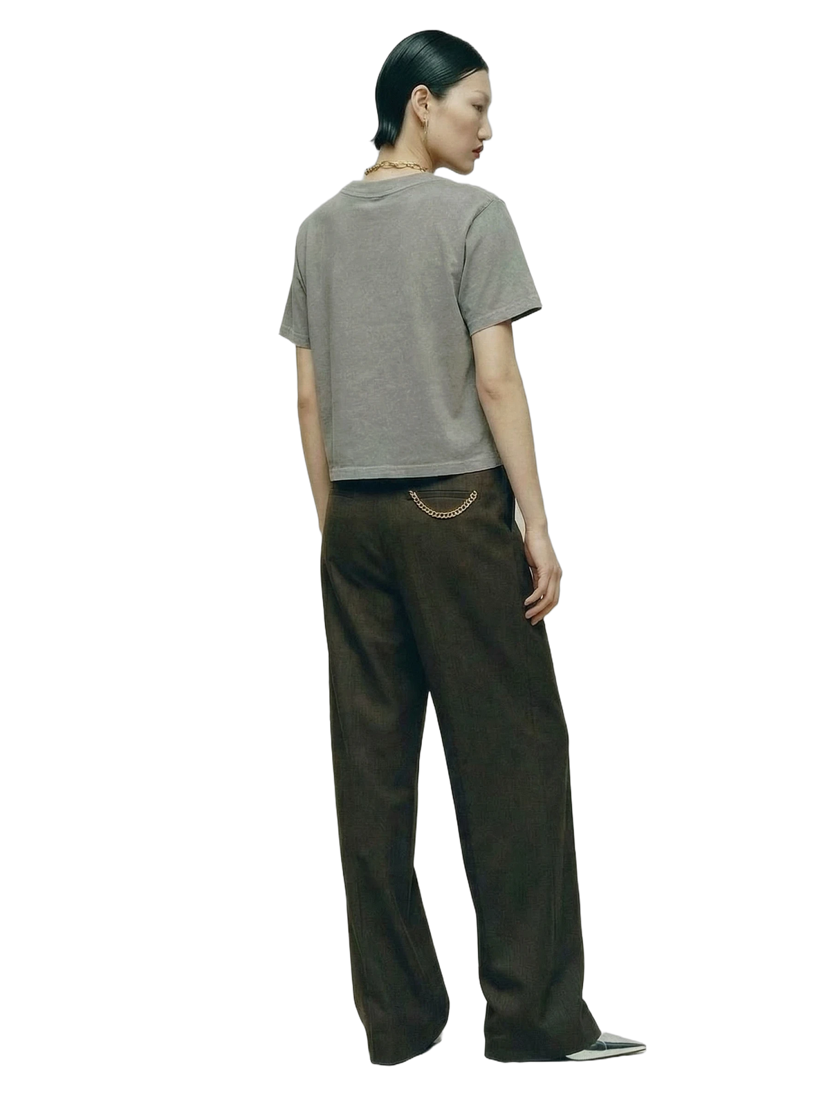 Bestia Crop Tee in grey stone, women's cut