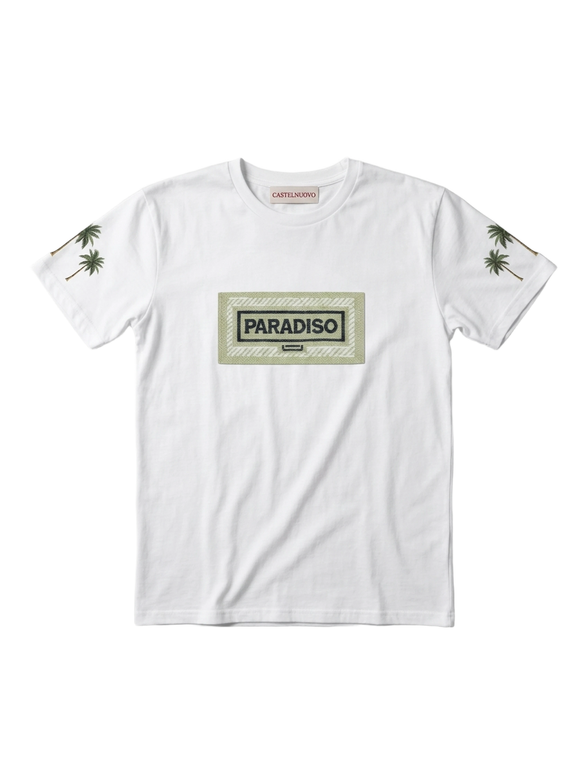 Campi Elysii Tee in white, women's cut, flat lay