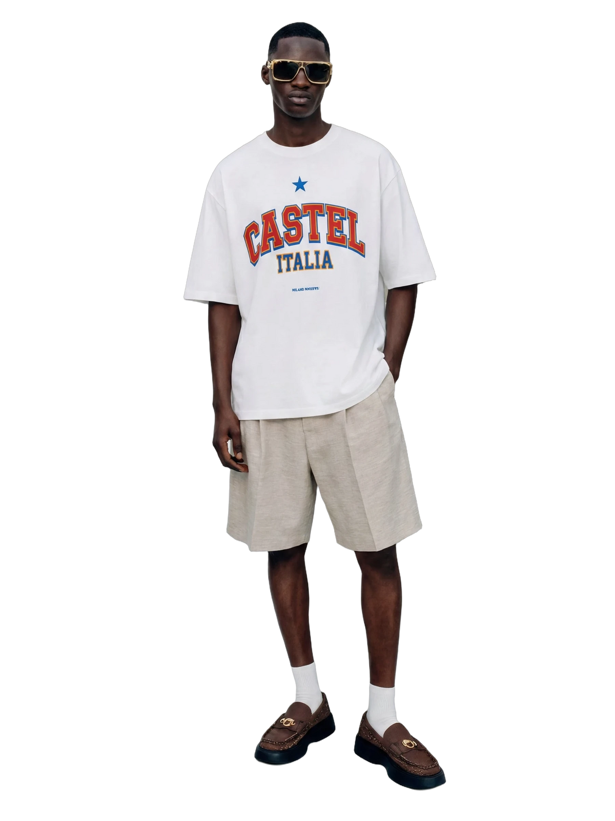 Castel Italia Tee in white, men's cut