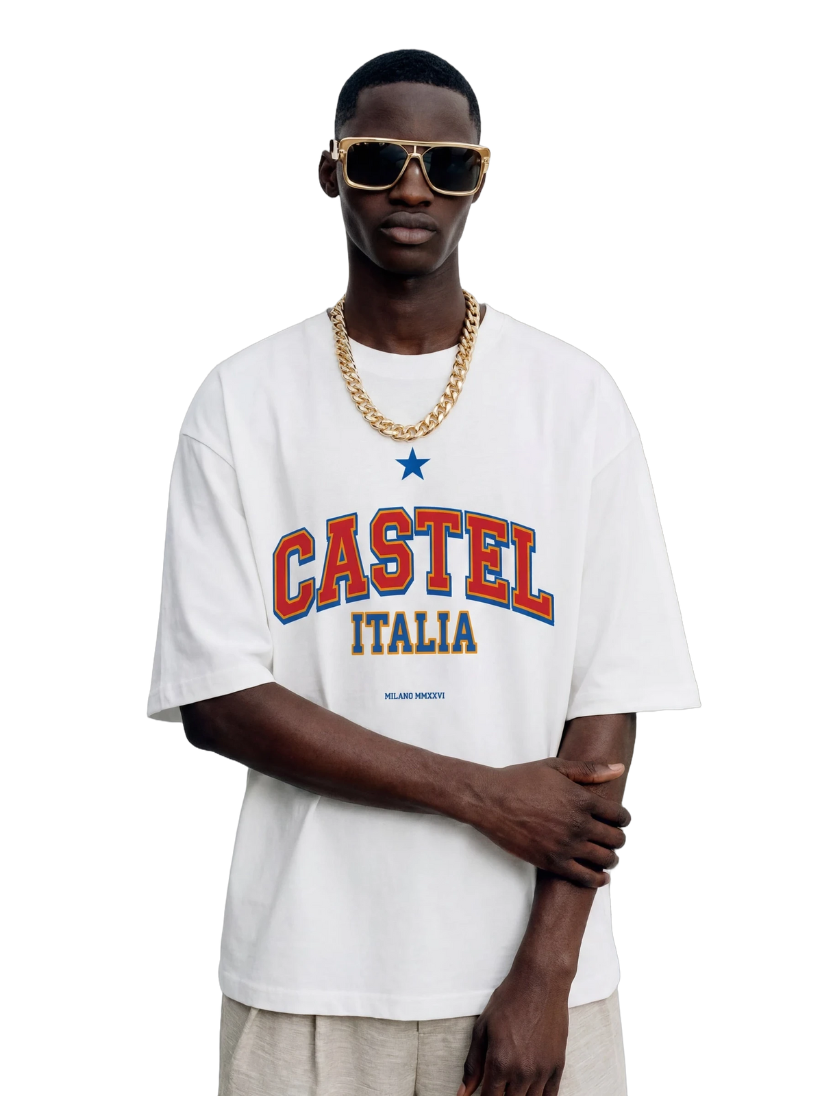 Castel Italia Tee in white, men's cut