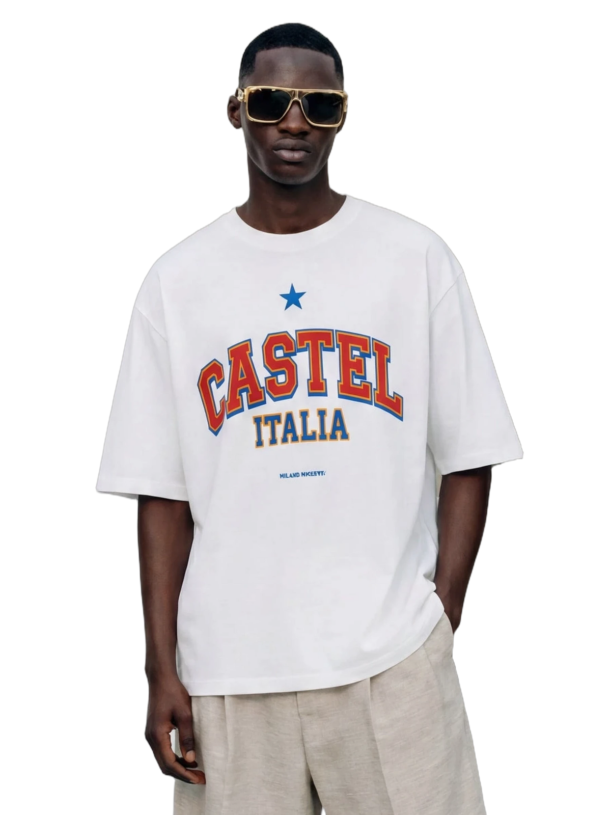 Castel Italia Tee in white, men's cut