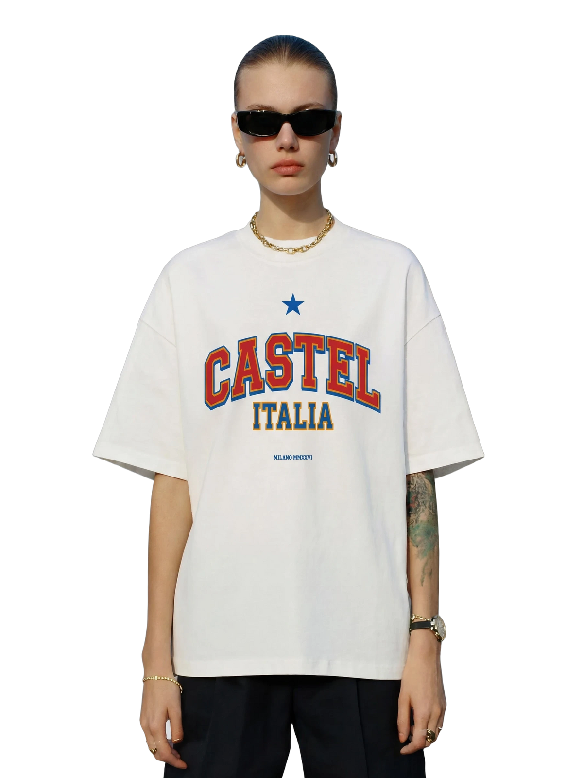Castel Italia Tee in white, women's cut