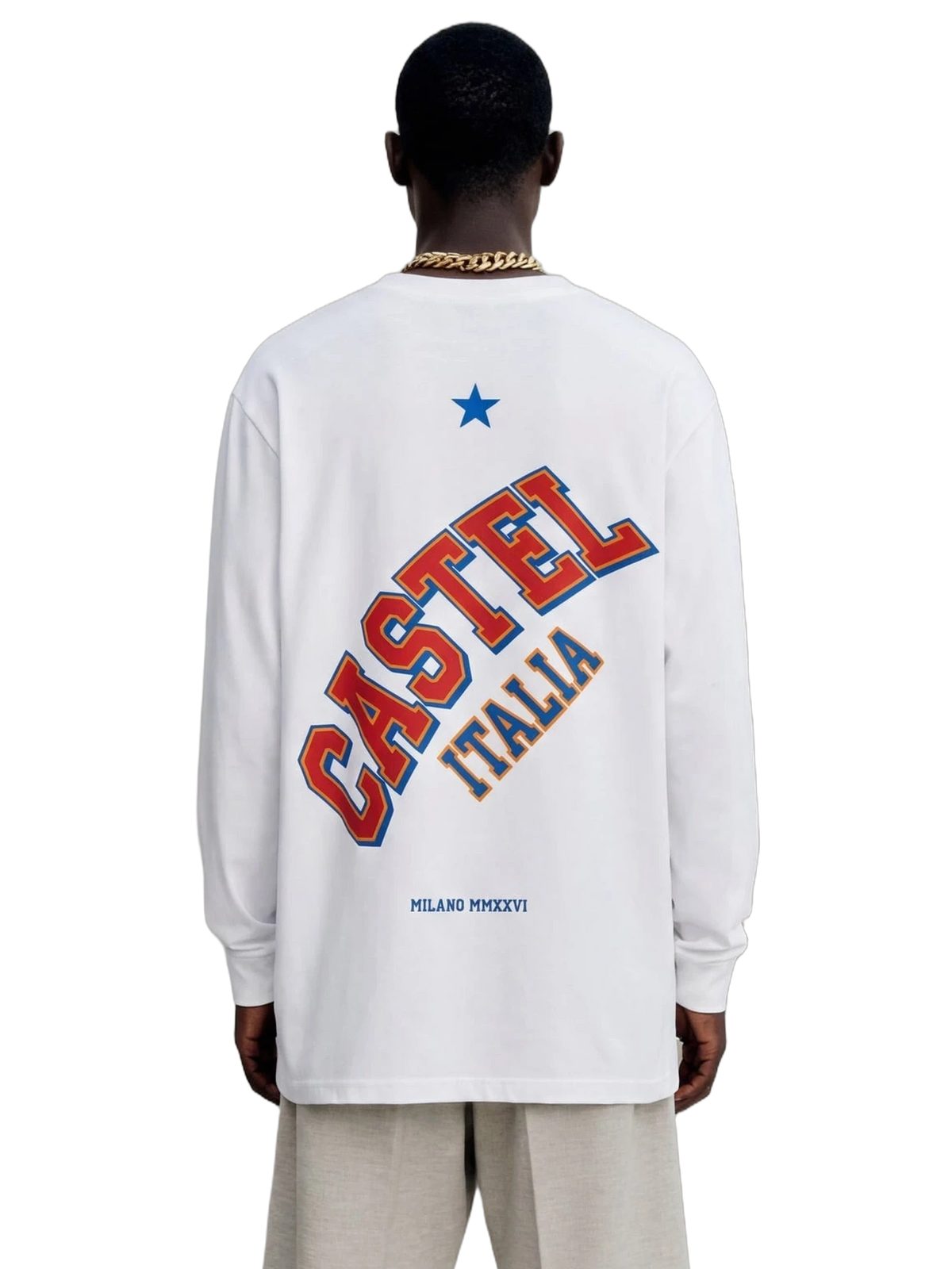 Castel Milano Long Sleeve in white, men's cut