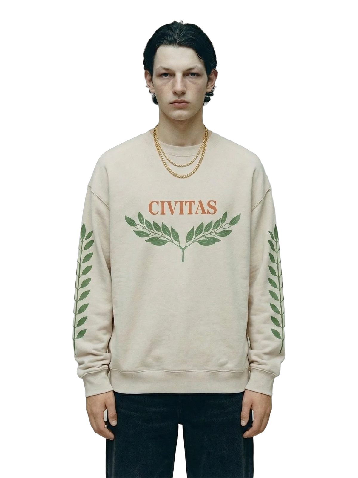 Civitas Crewneck in bone, men's cut
