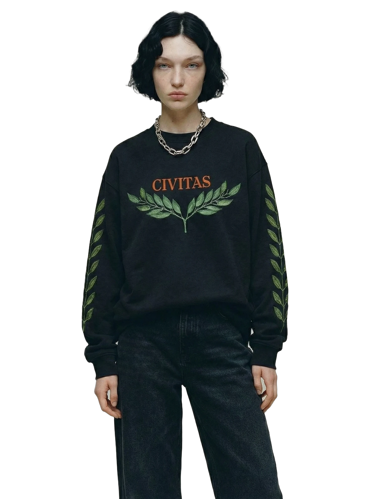 Civitas Crewneck in black, women's cut