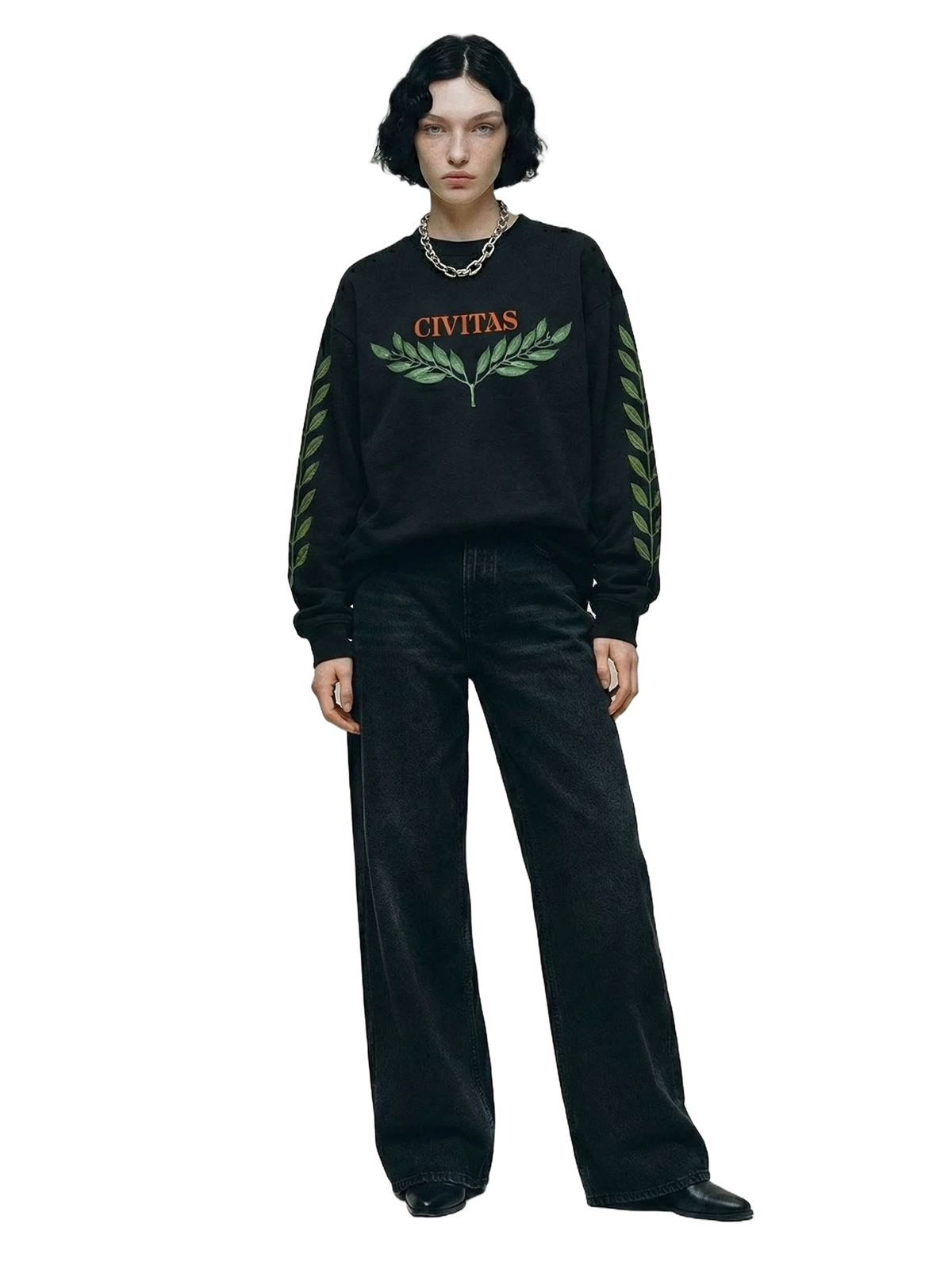 Civitas Crewneck in black, women's cut