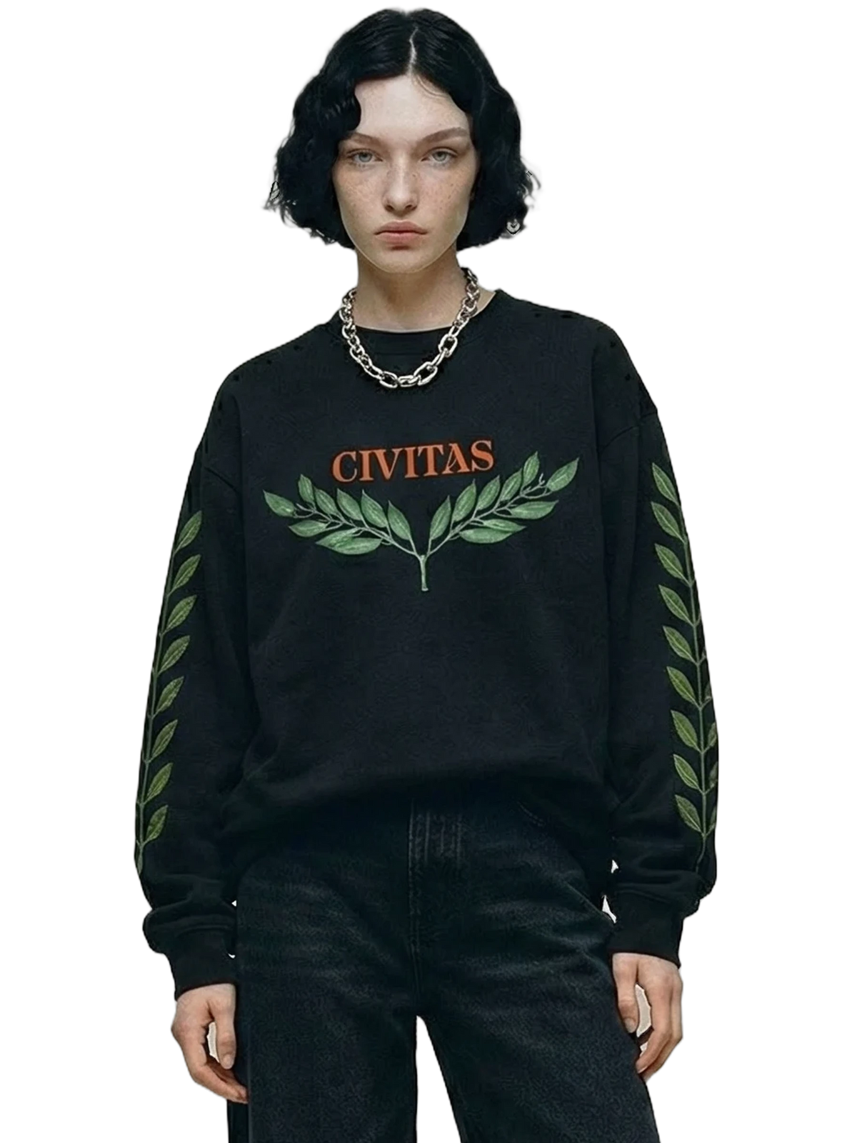 Civitas Crewneck in black, women's cut