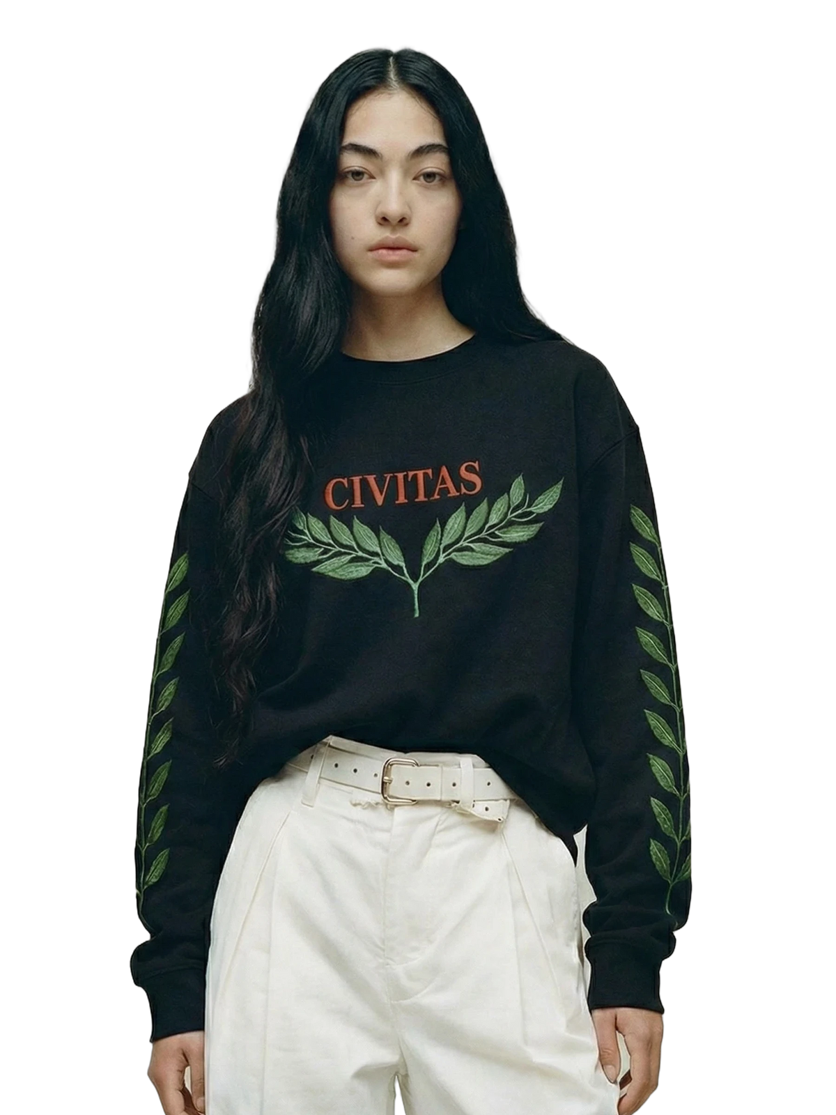 Civitas Crewneck in black, women's cut
