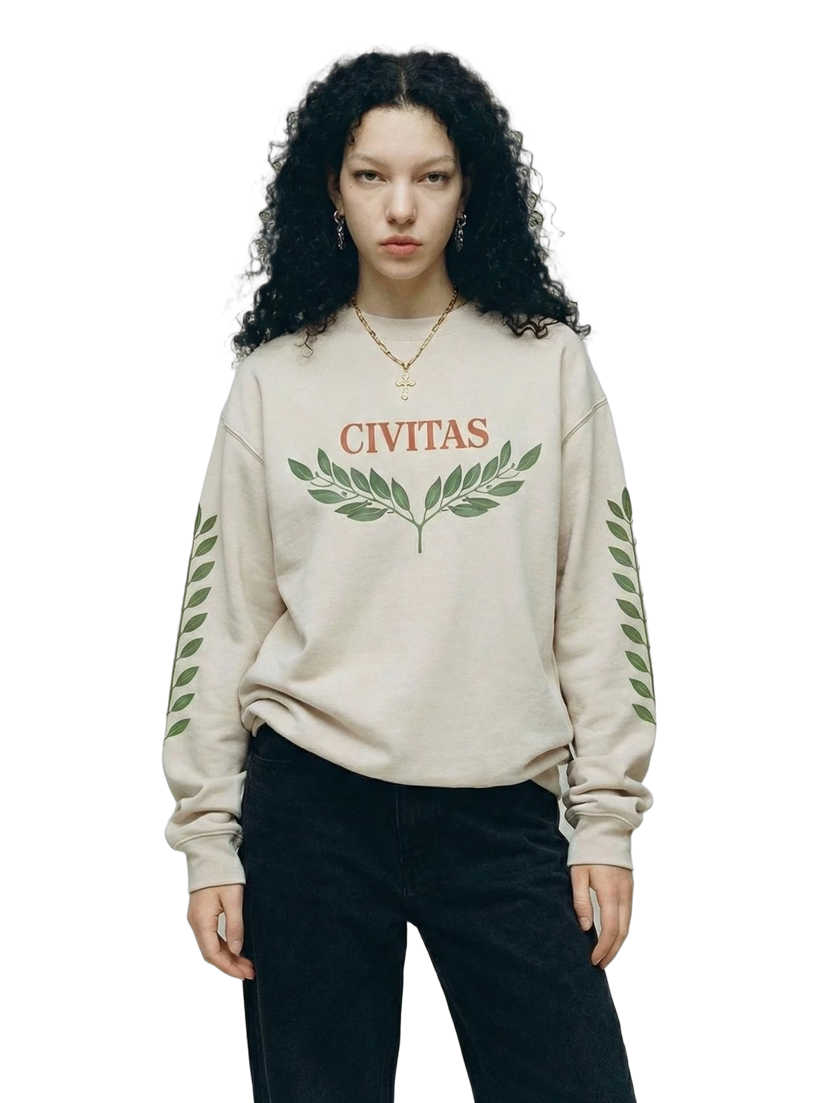 Civitas Crewneck in bone, women's cut