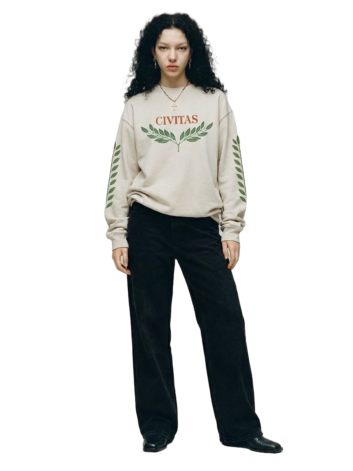 Civitas Crewneck in bone, women's cut