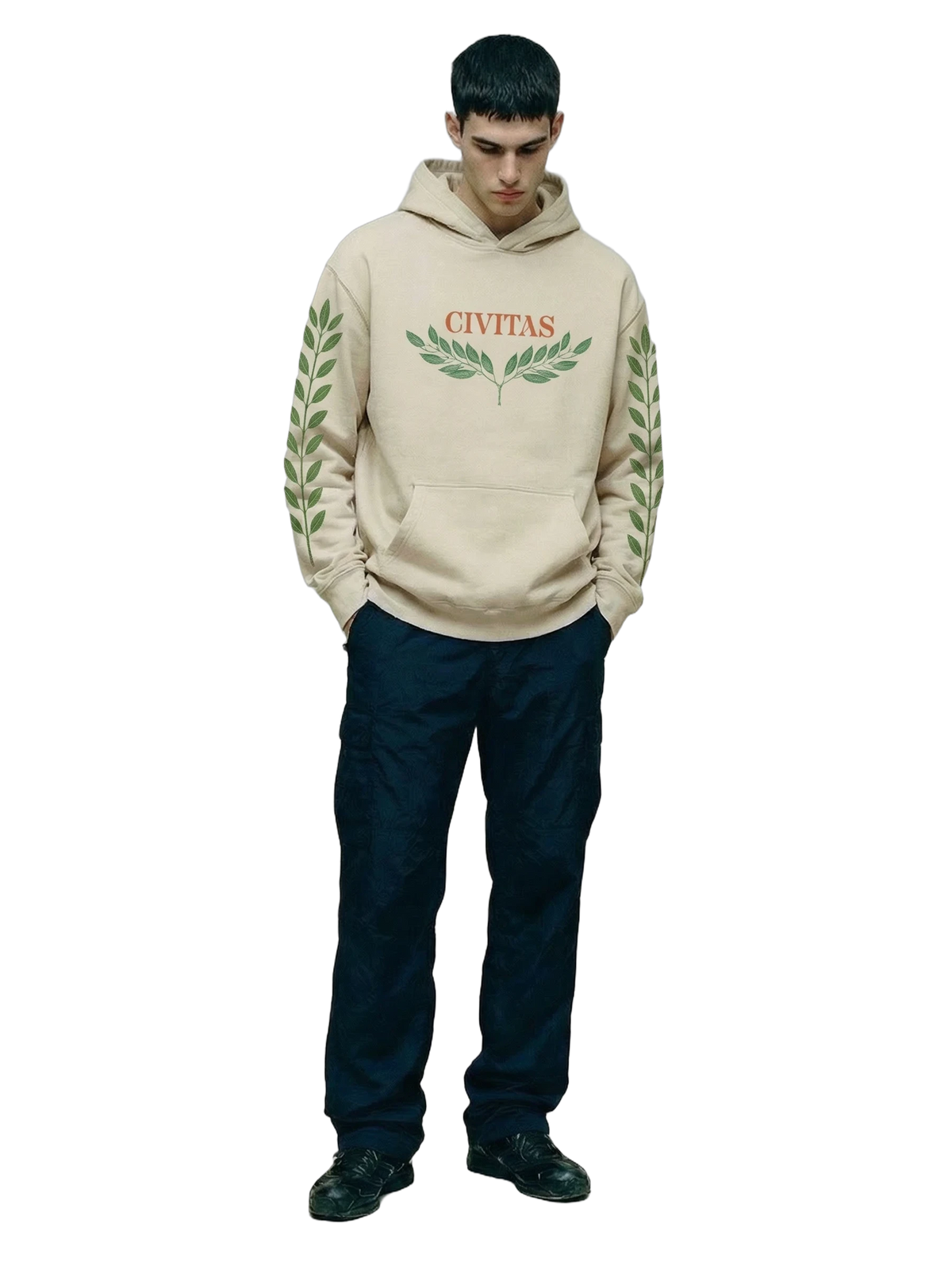 Civitas Hoodie in ivory, men's cut