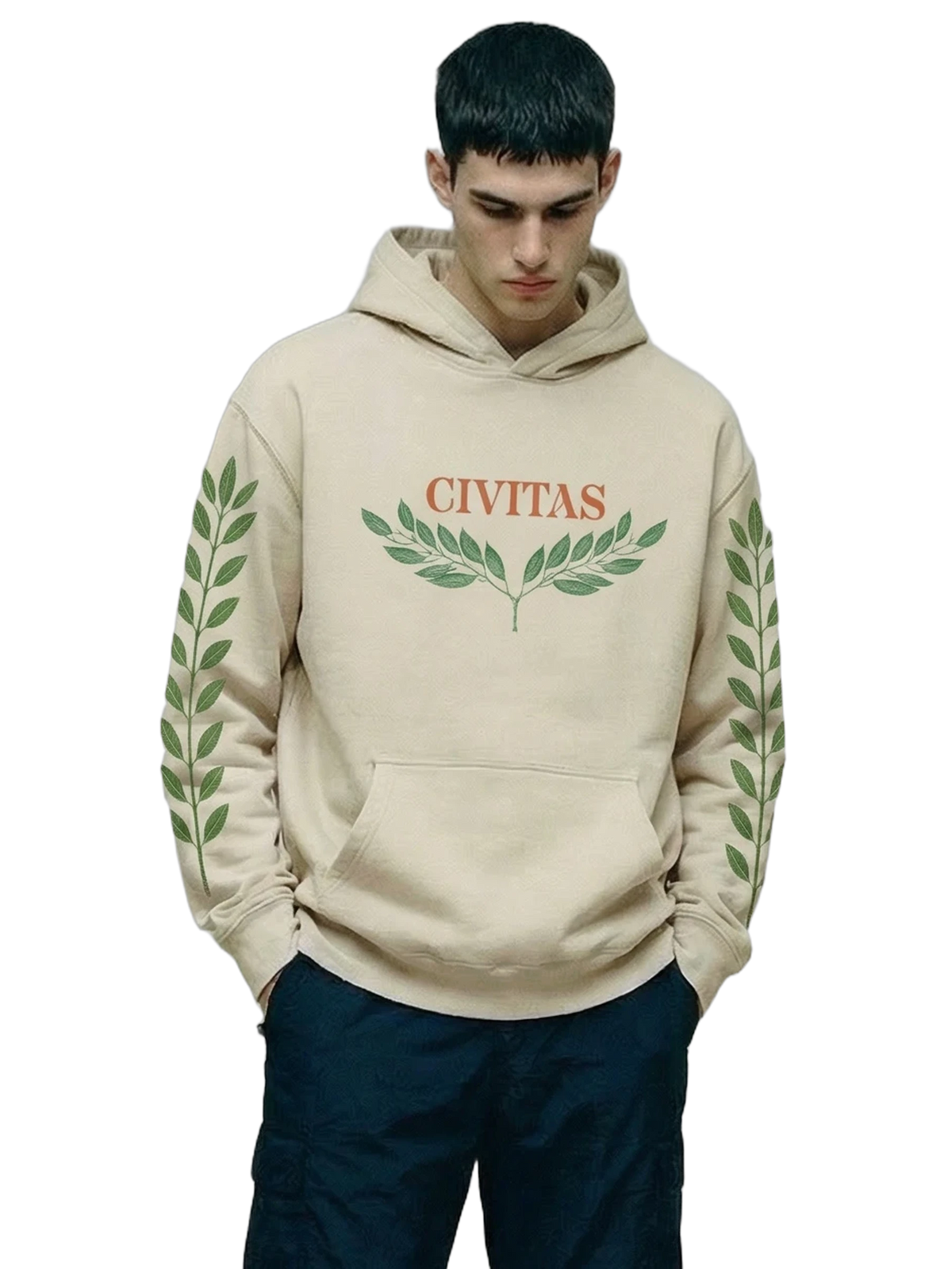 Civitas Hoodie in ivory, men's cut