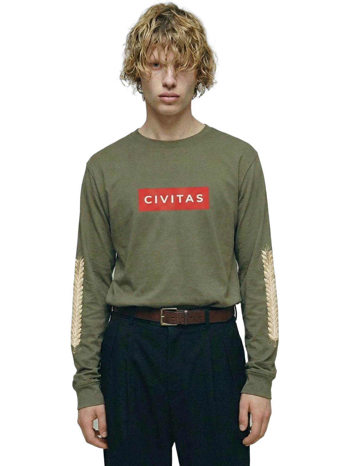 Civitas Longsleeve in military green, men's cut