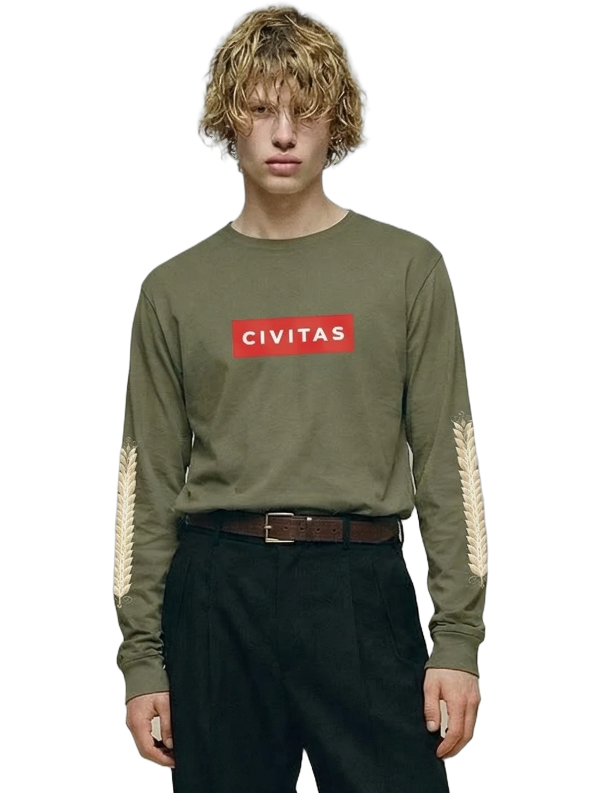 Civitas Longsleeve in military green, men's cut