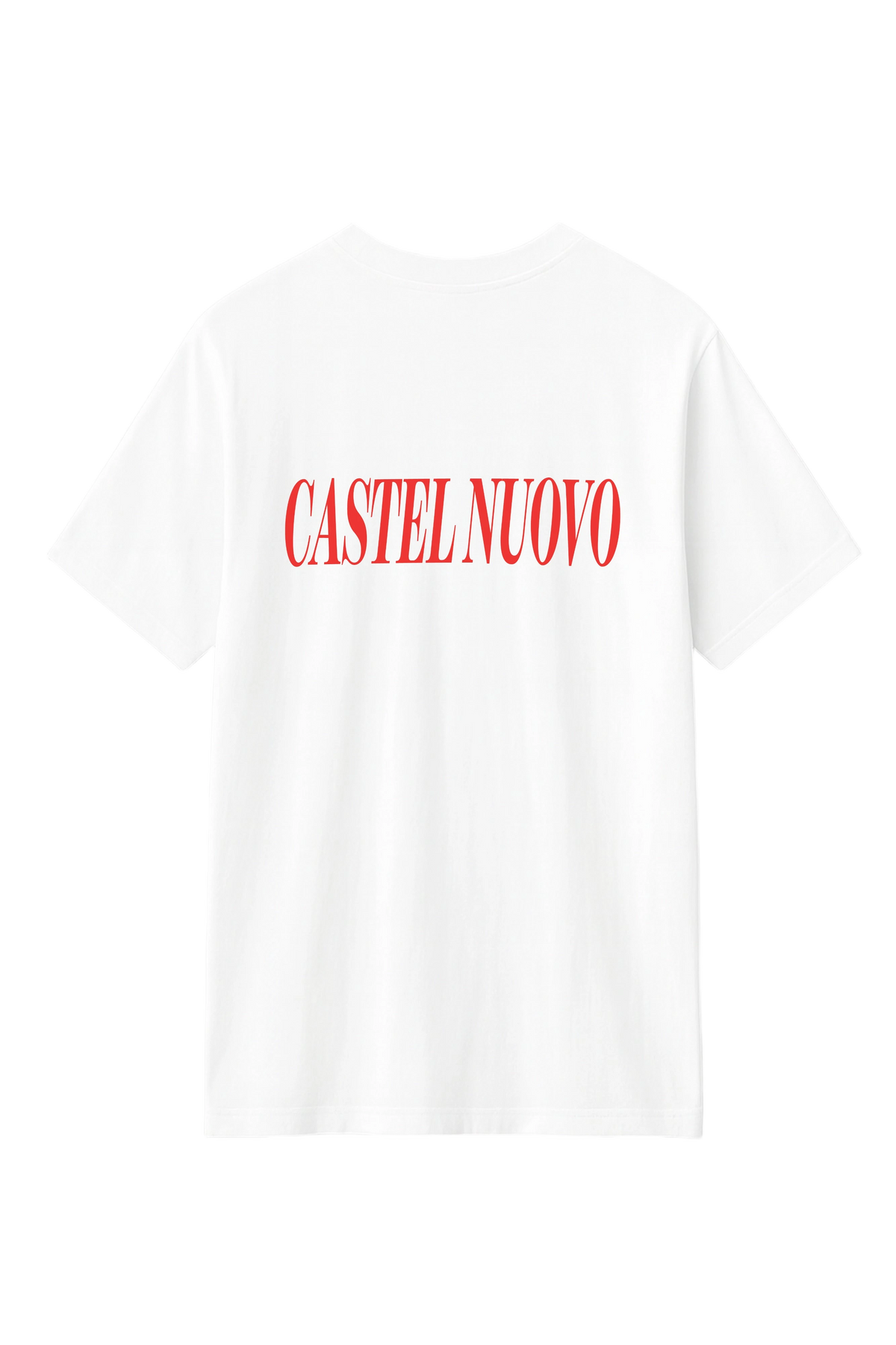 CN Tee in white, women's cut, flat lay