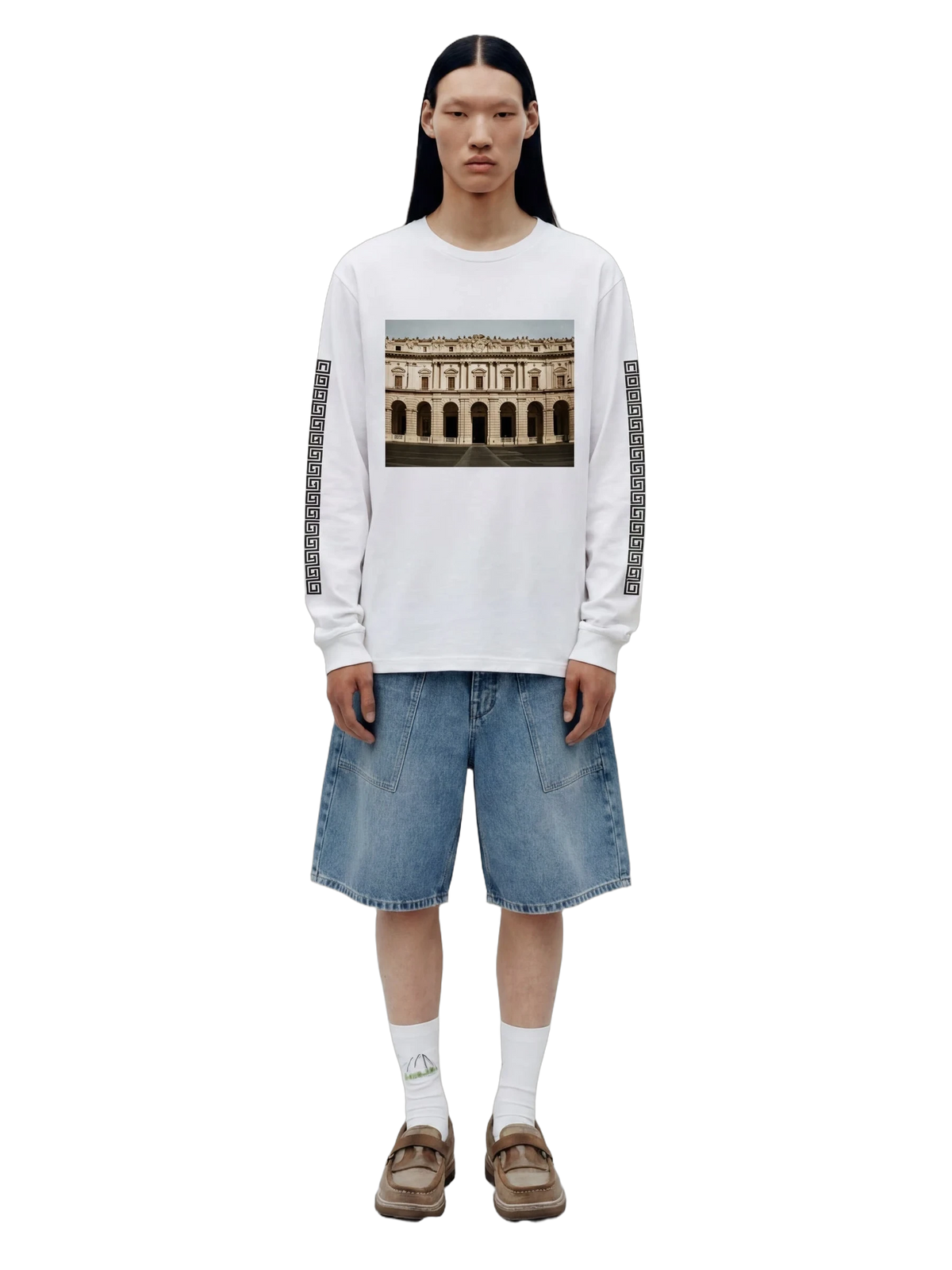 Colosseo Long Sleeve in white, men's cut