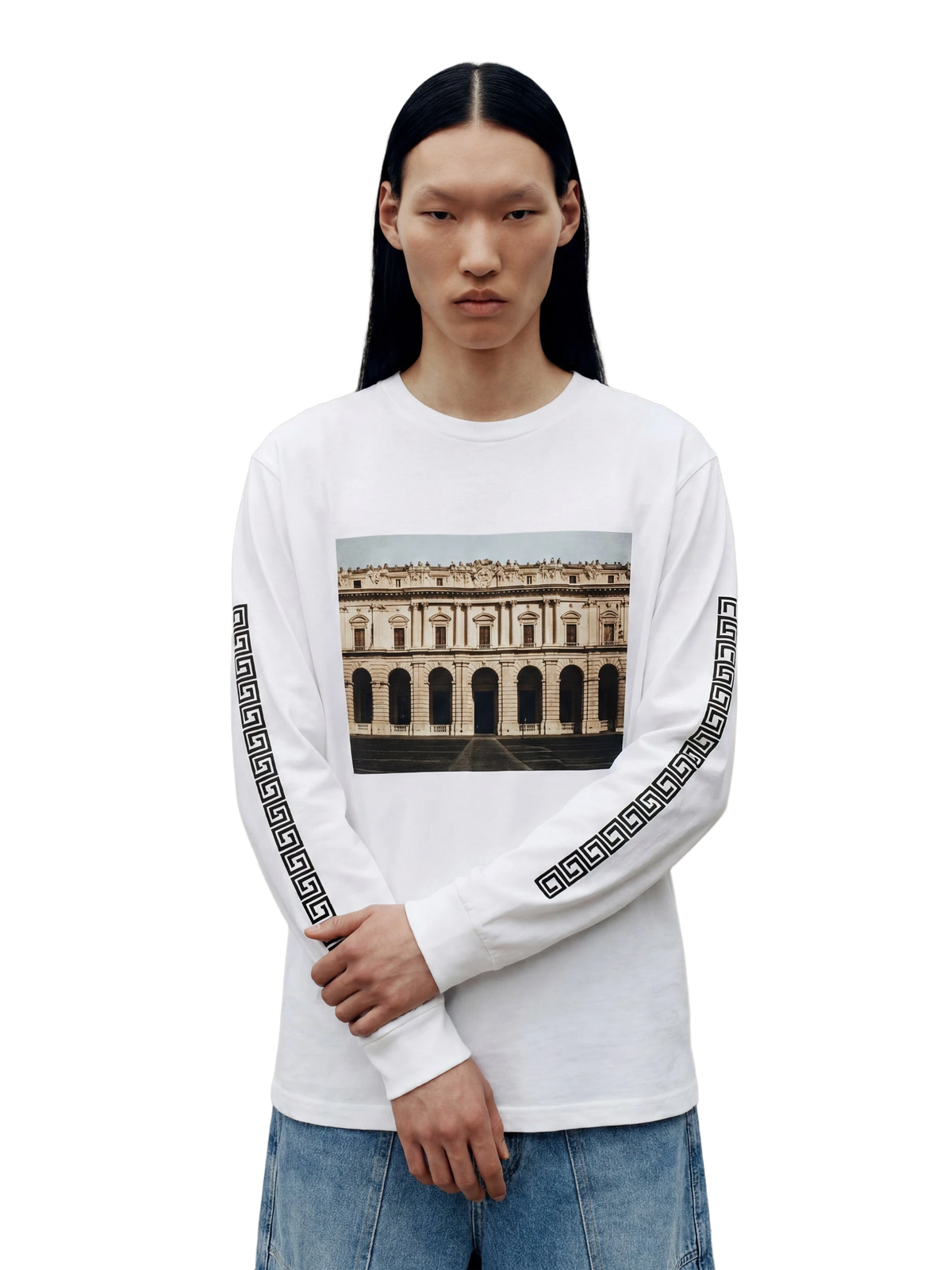 Colosseo Long Sleeve in white, men's cut