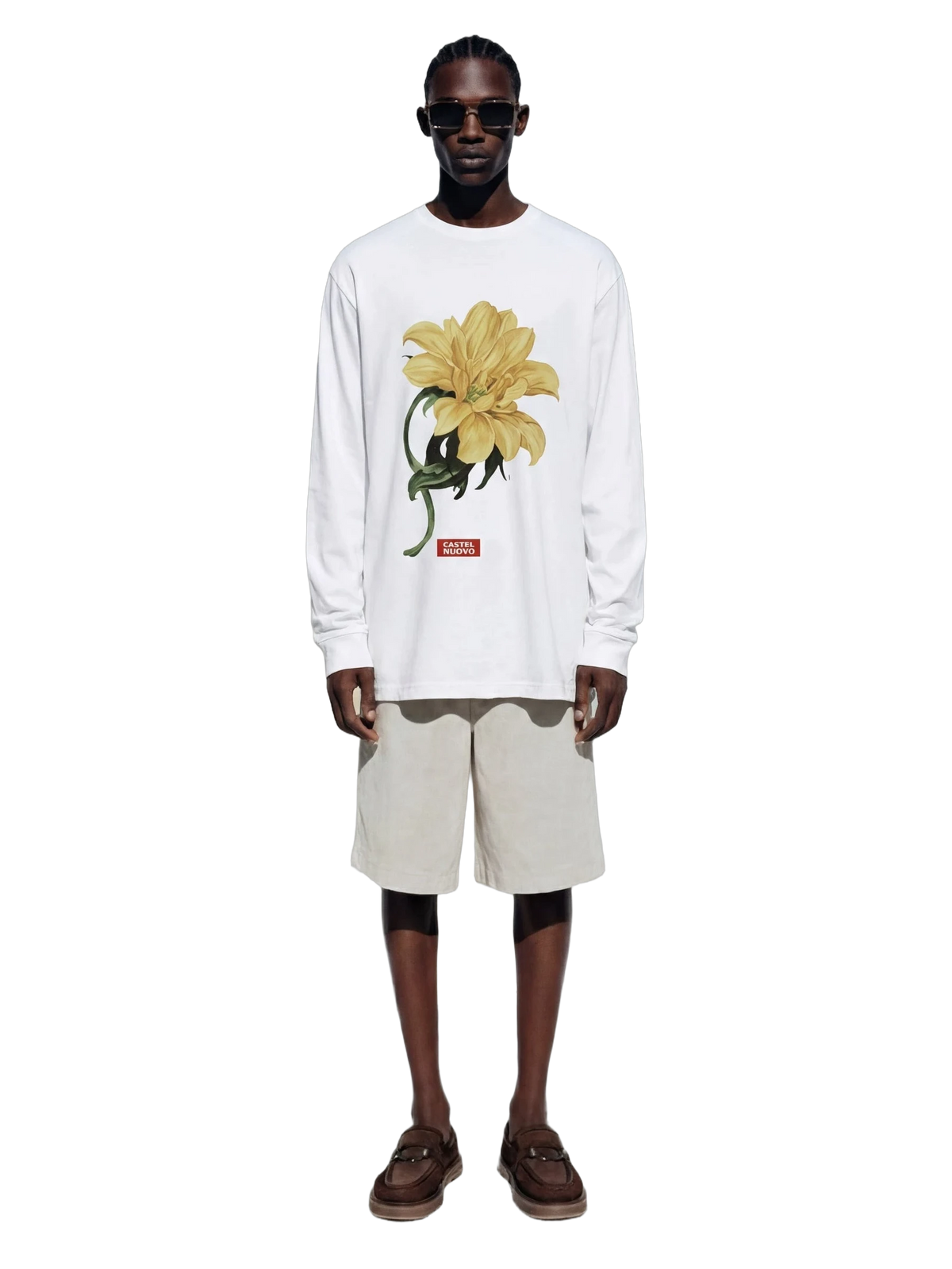 Dahlia X Pinnata Long Sleeve in white, men's cut