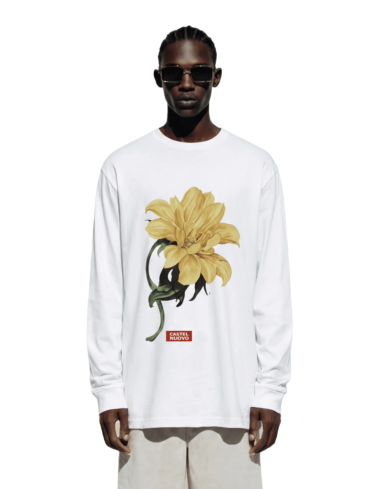 Dahlia X Pinnata Long Sleeve in white, men's cut