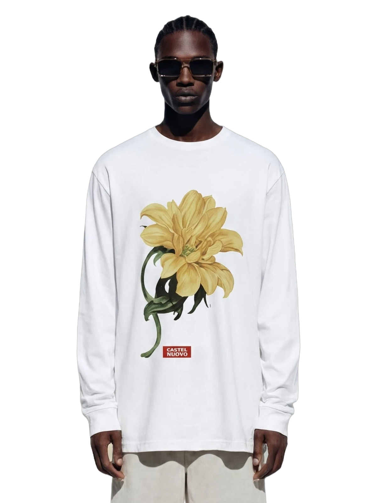 Dahlia X Pinnata Long Sleeve in white, men's cut