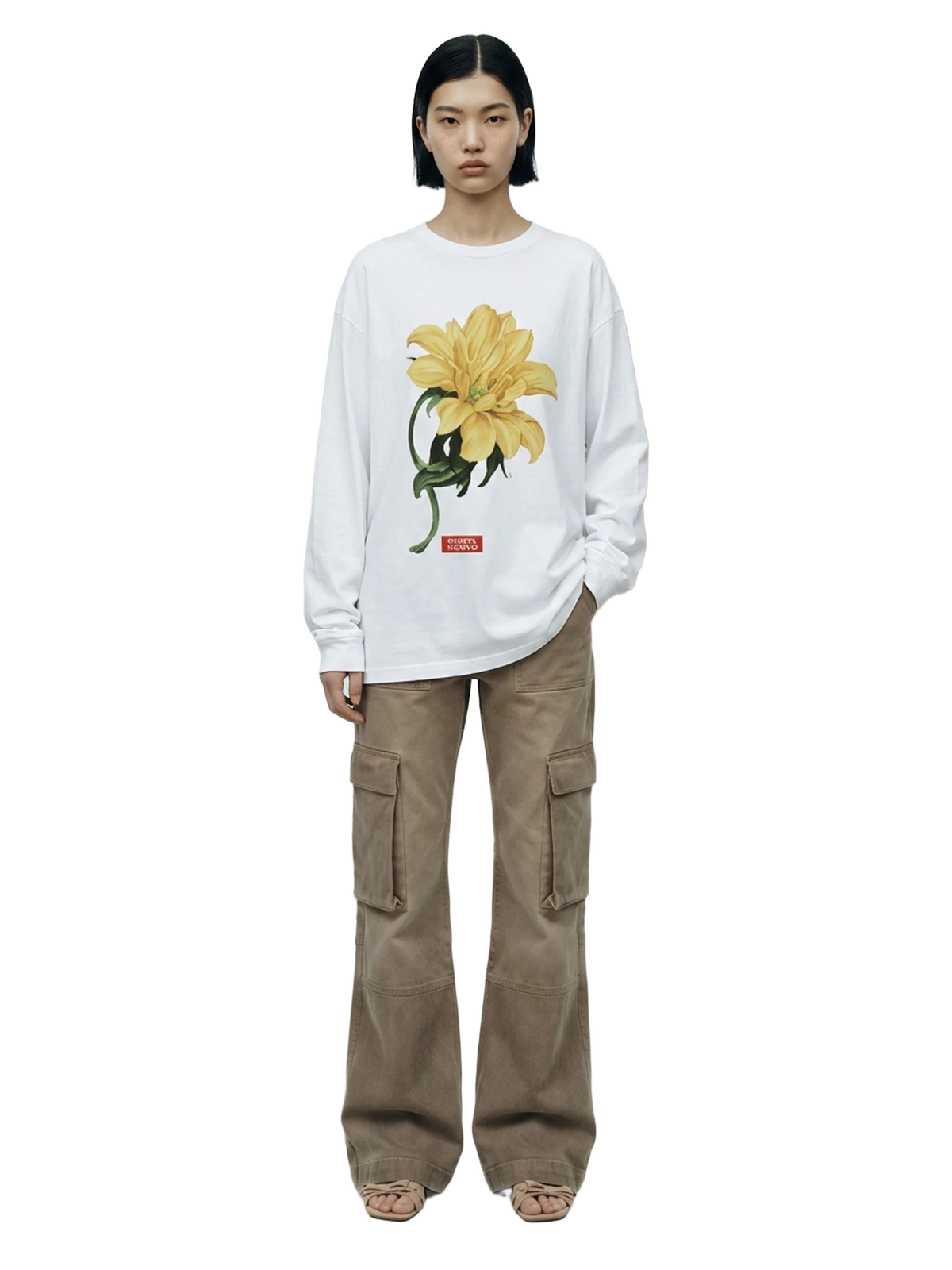 Dahlia X Pinnata Long Sleeve in white, women's cut
