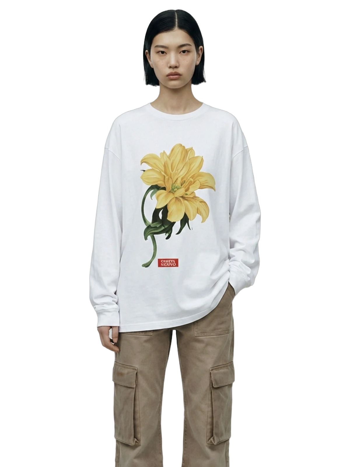 Dahlia X Pinnata Long Sleeve in white, women's cut
