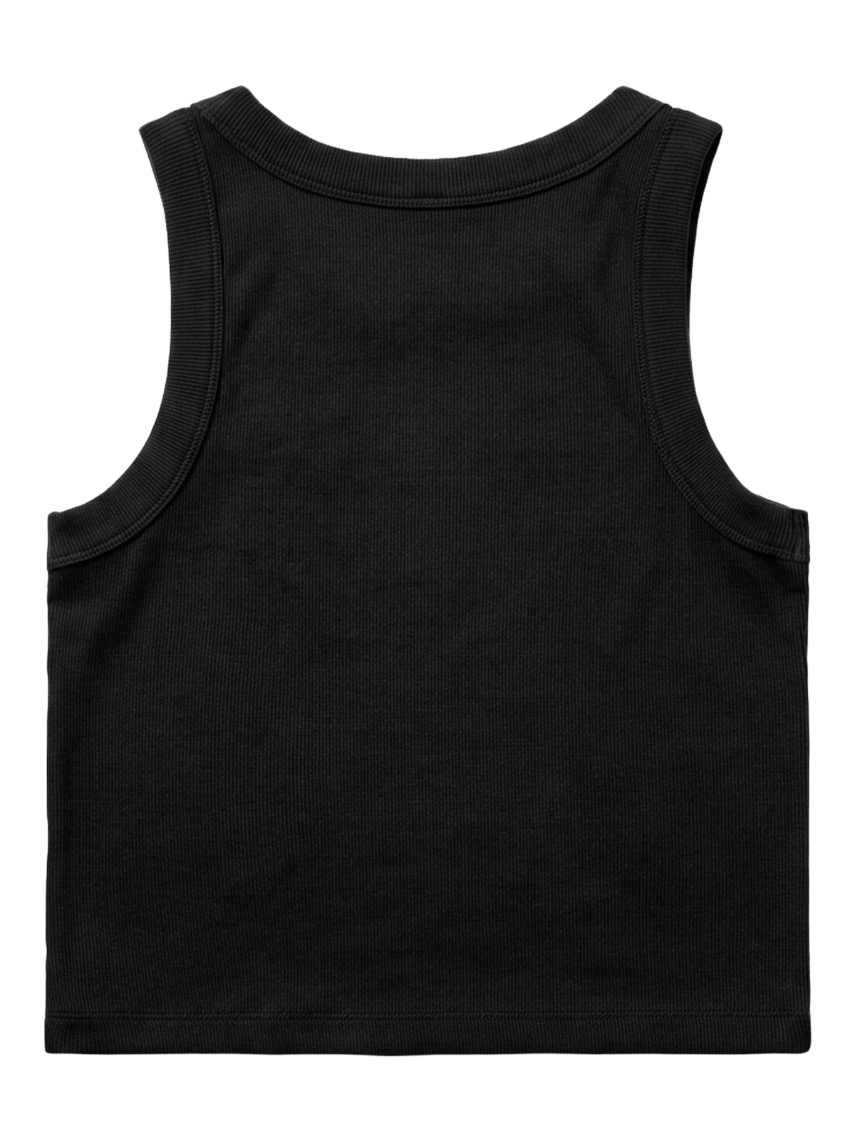 Dark Feminine Energy Tank in black, women's cut, flat lay